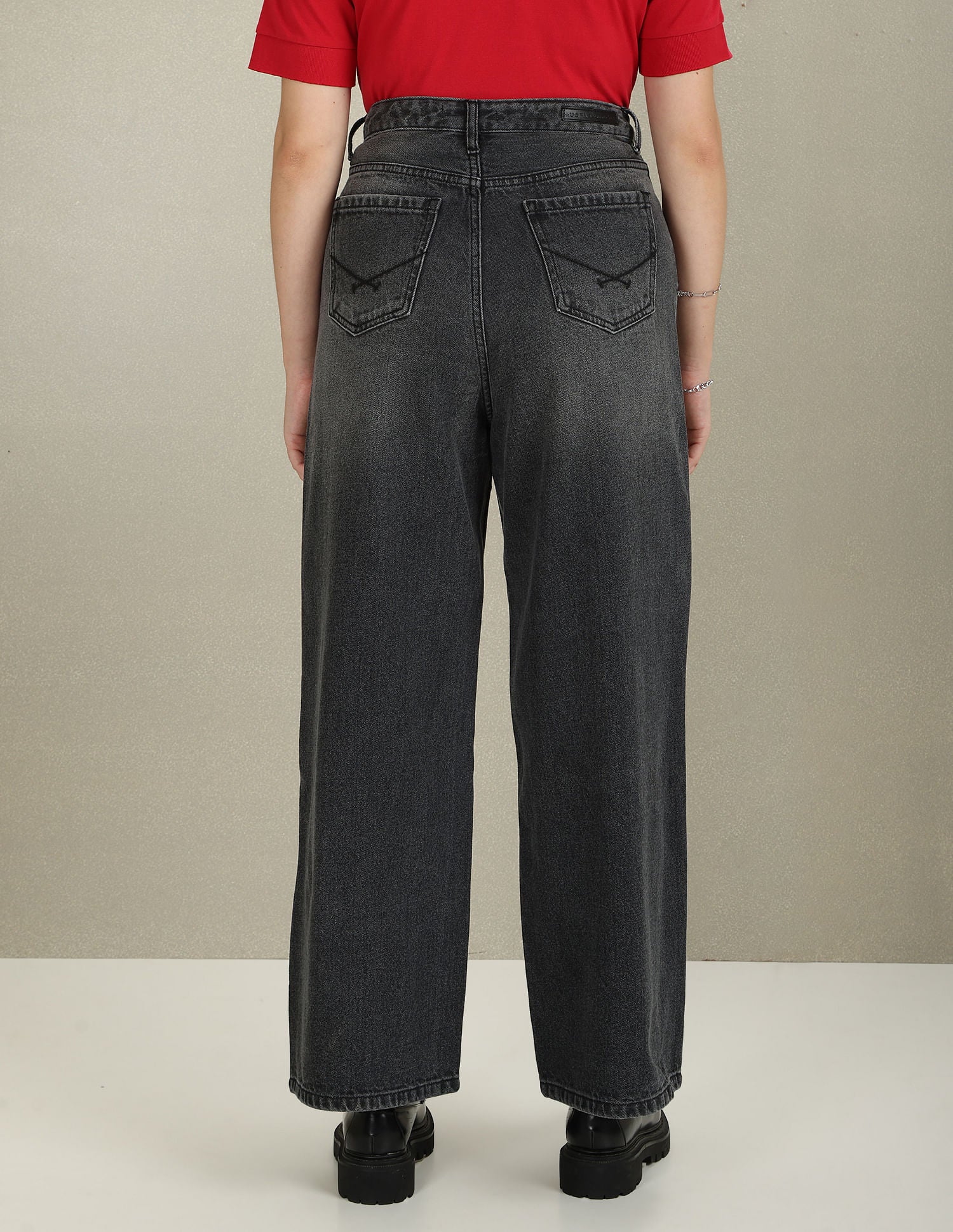 Wide Leg High Rise Jeans Grey - U.S. Polo Assn. India | Large