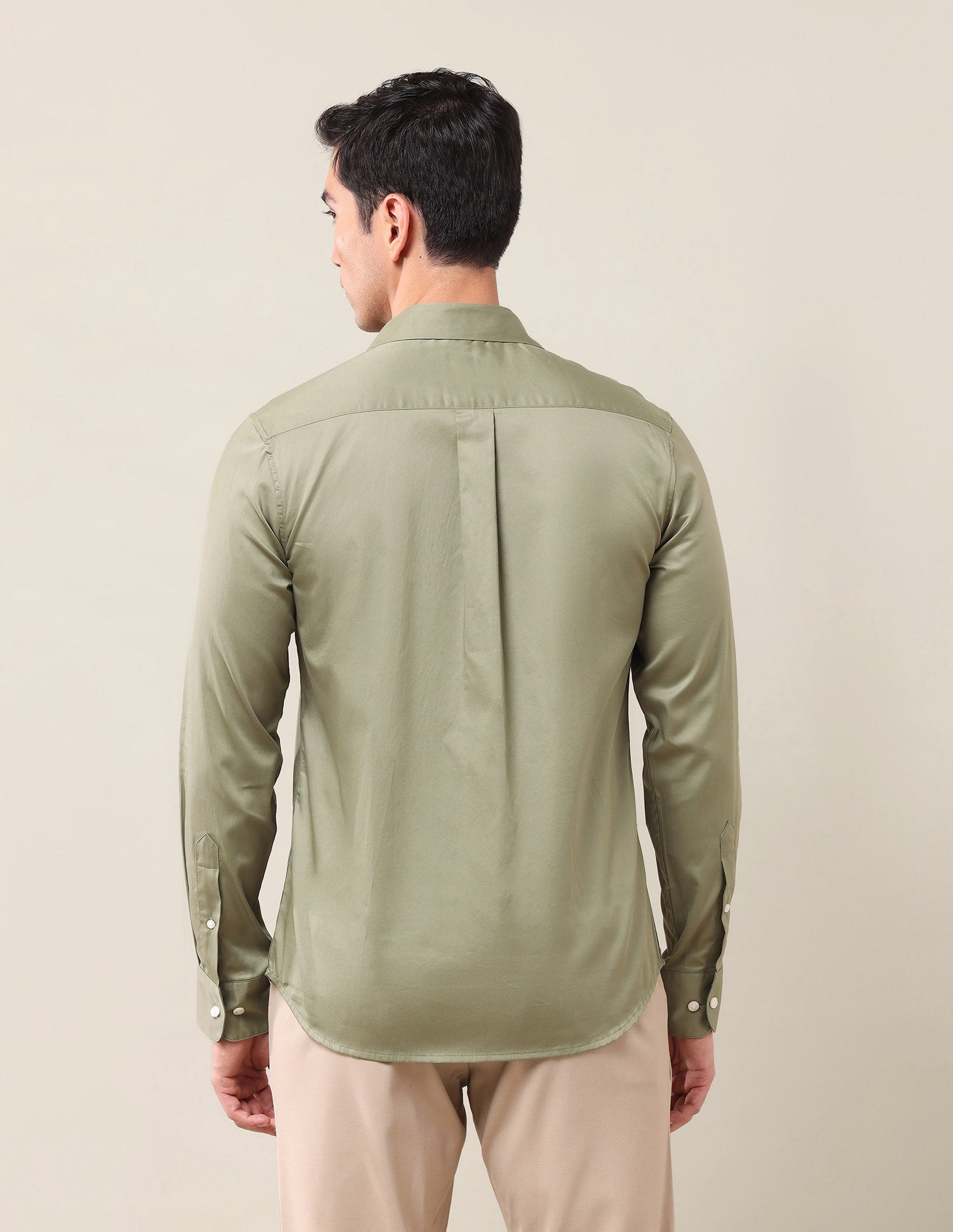 Tailored Fit Satin Shirt Light Olive - U.S. POLO ASSN. | Large