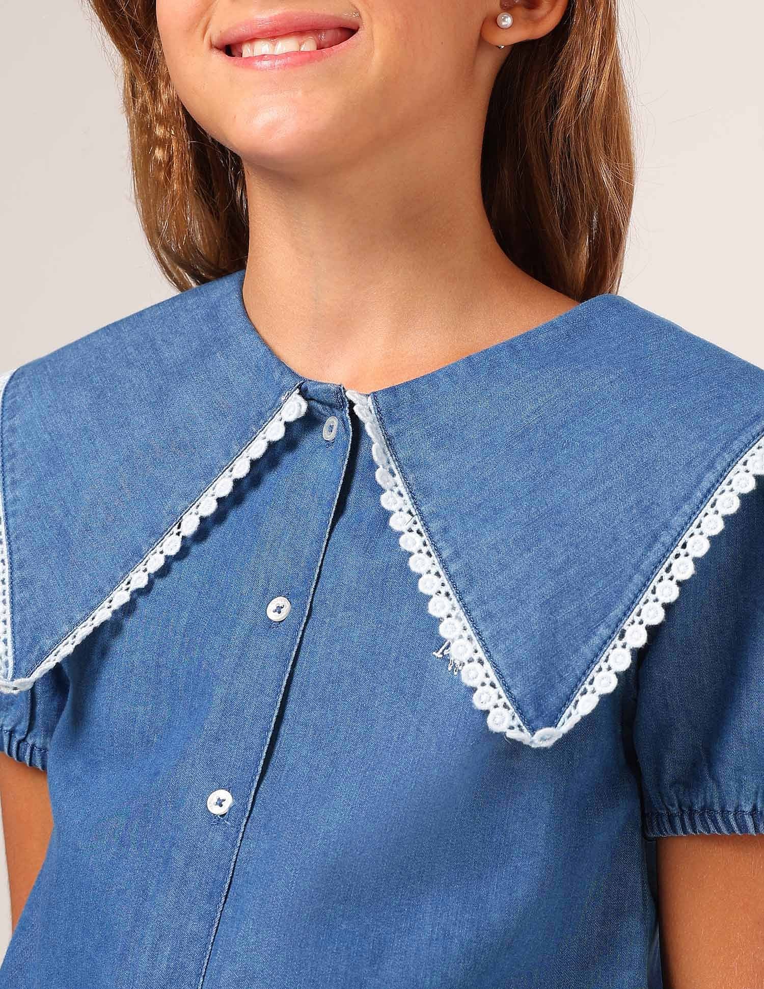 Girls Cape Collar Chambray Top Indigo - U.S. POLO ASSN. | Large