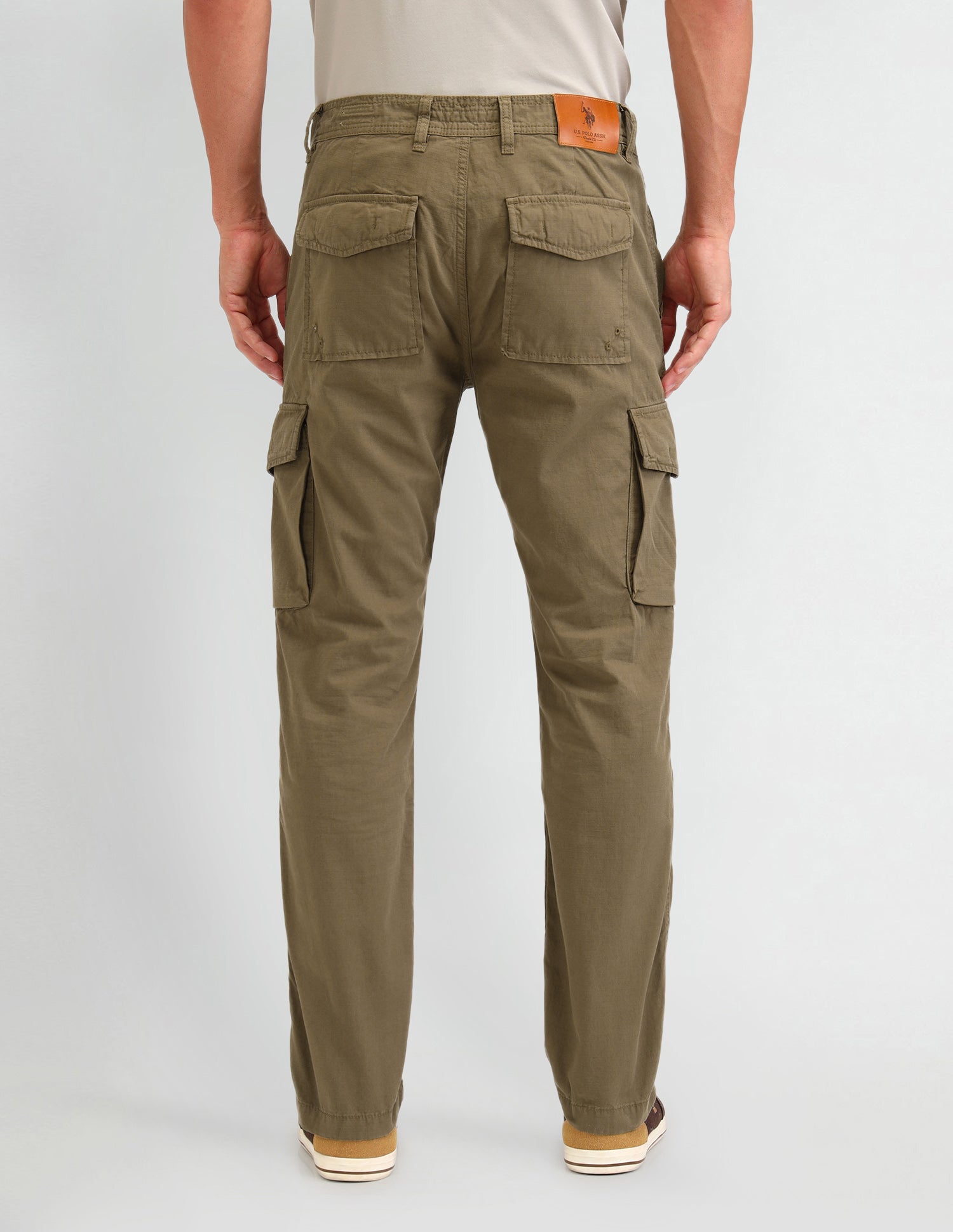Straight Fit Textured Trousers Khaki - U.S. Polo Assn. India | Large