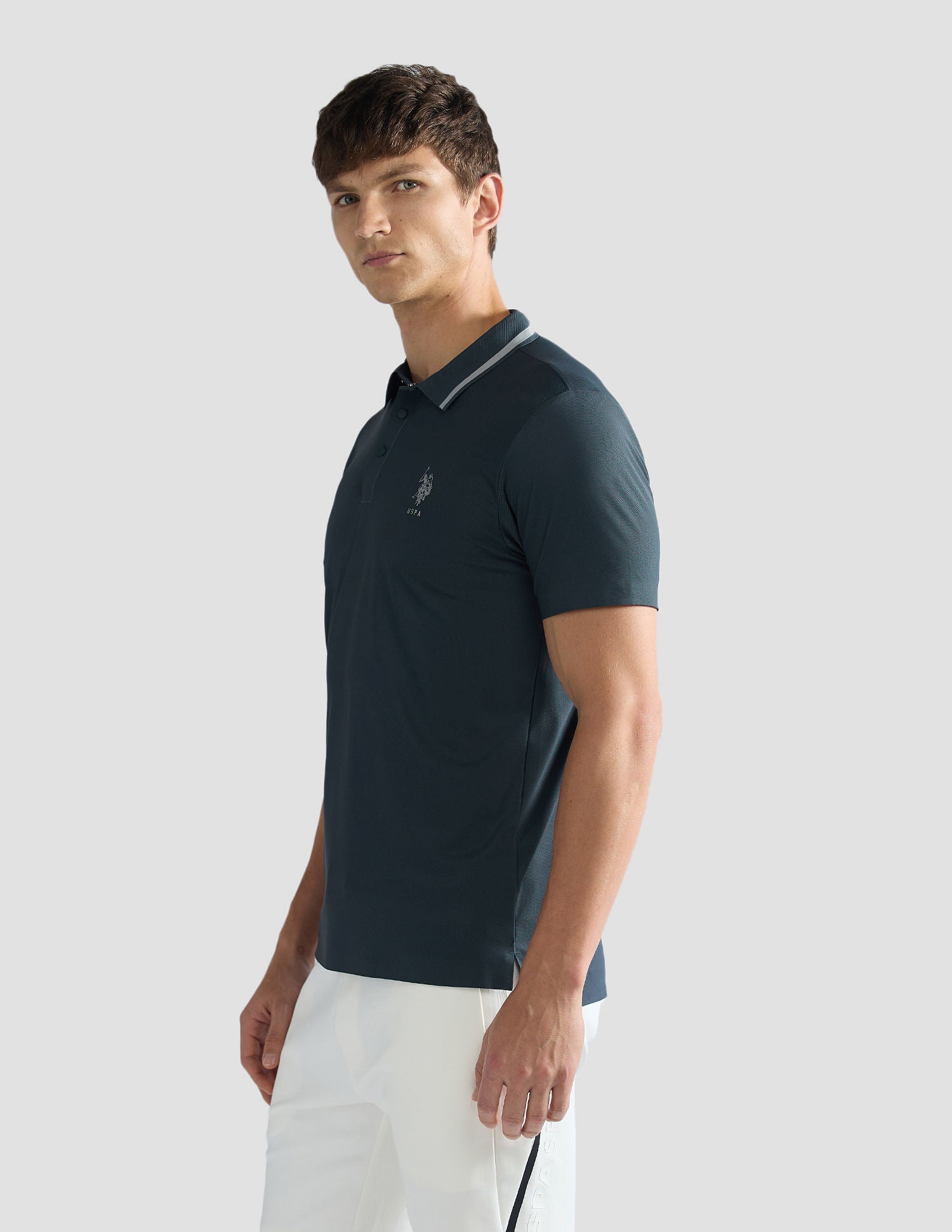 Solid Slim Fit Polo Shirt Blue - U.S. Polo Assn. India | Large