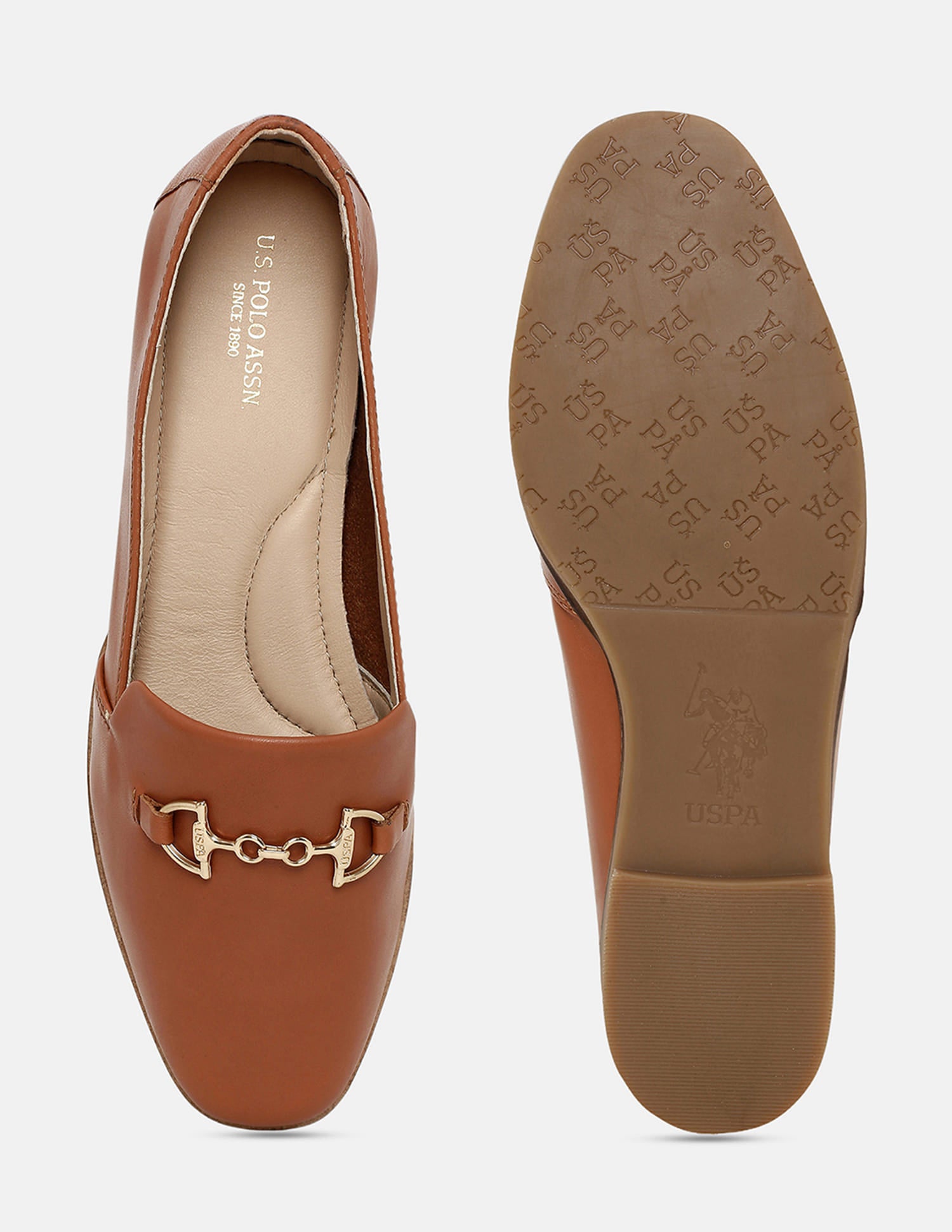 Emera Metallic Accent Round Toe Loafers Tan - U.S. Polo Assn. India | Large