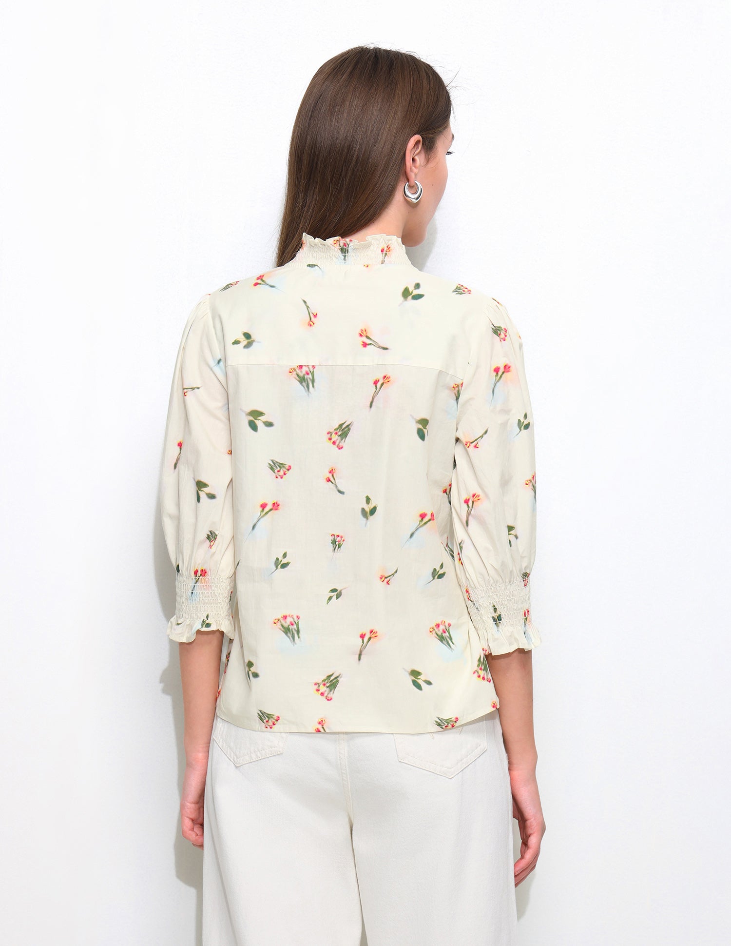 Smocking Floral Printed Top Off White - U.S. Polo Assn. India | Large