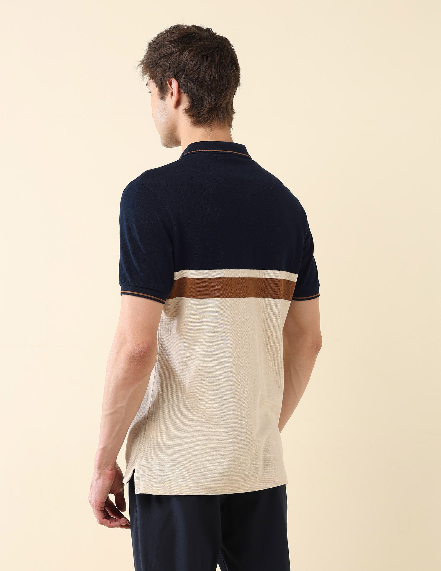 Colourblocked Pure Cotton Gold Cup Polo Shirt Navy - U.S. Polo Assn. India | Large