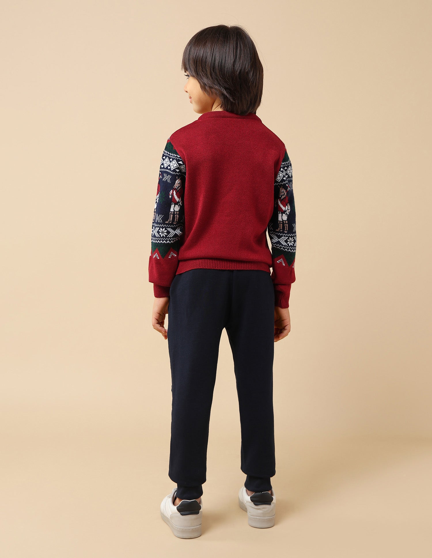 Boys Graphic Patterned Knit Sweater Dark Red - U.S. POLO ASSN. | Large