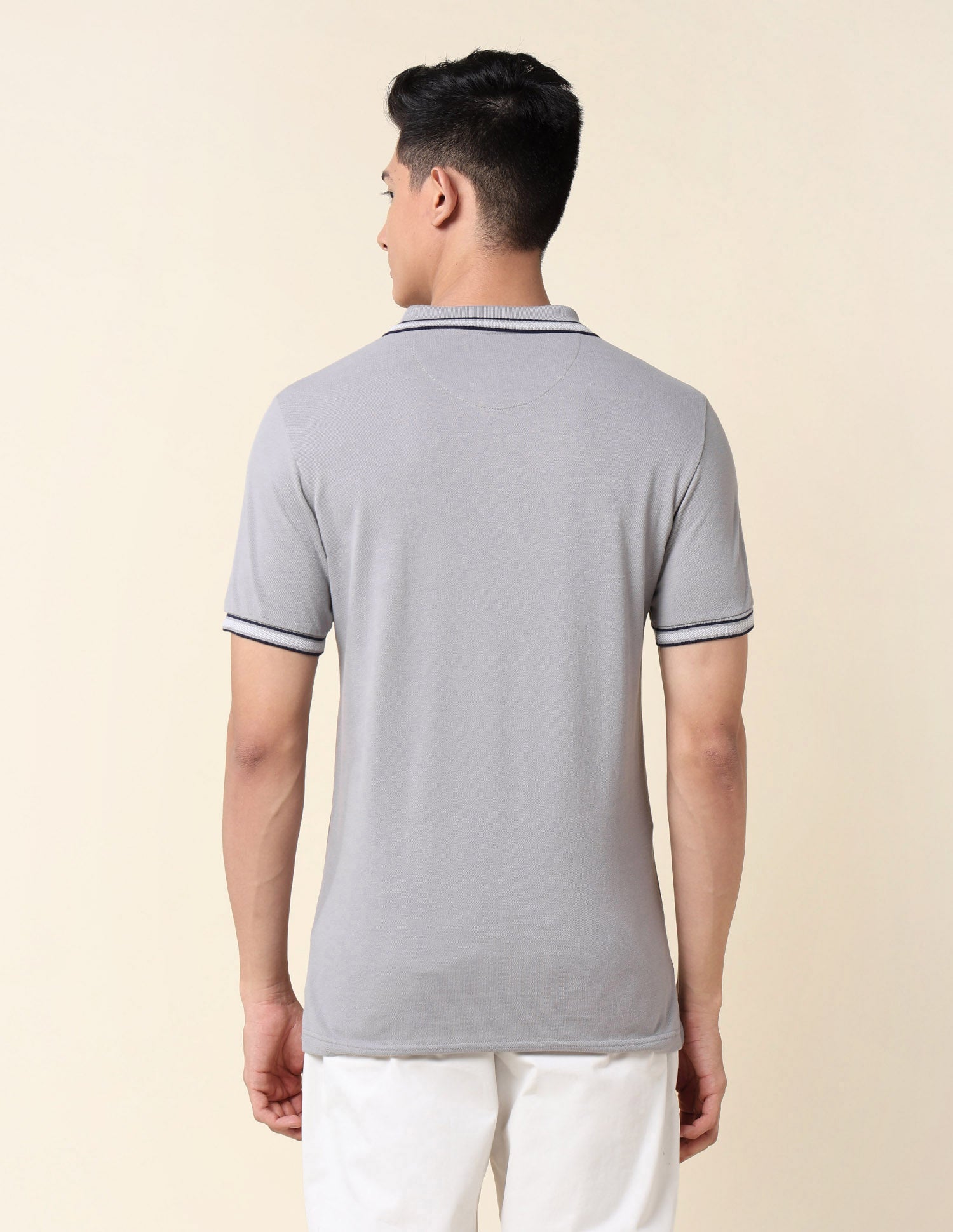 Slim Fit Pure Cotton Polo Shirt Light Grey - U.S. Polo Assn. India | Large