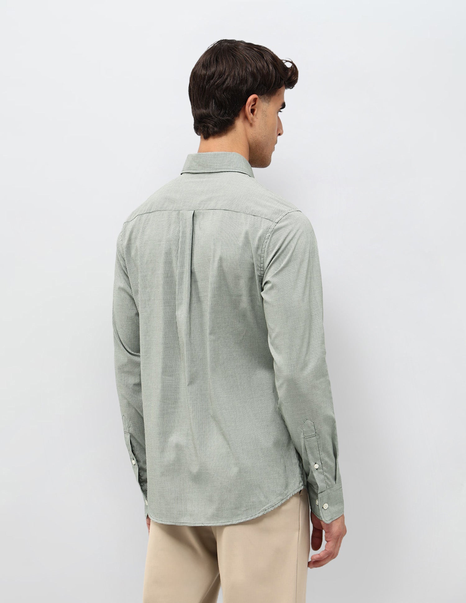 Micro Checked Tailored Fit Shirt Olive - U.S. POLO ASSN. | Large