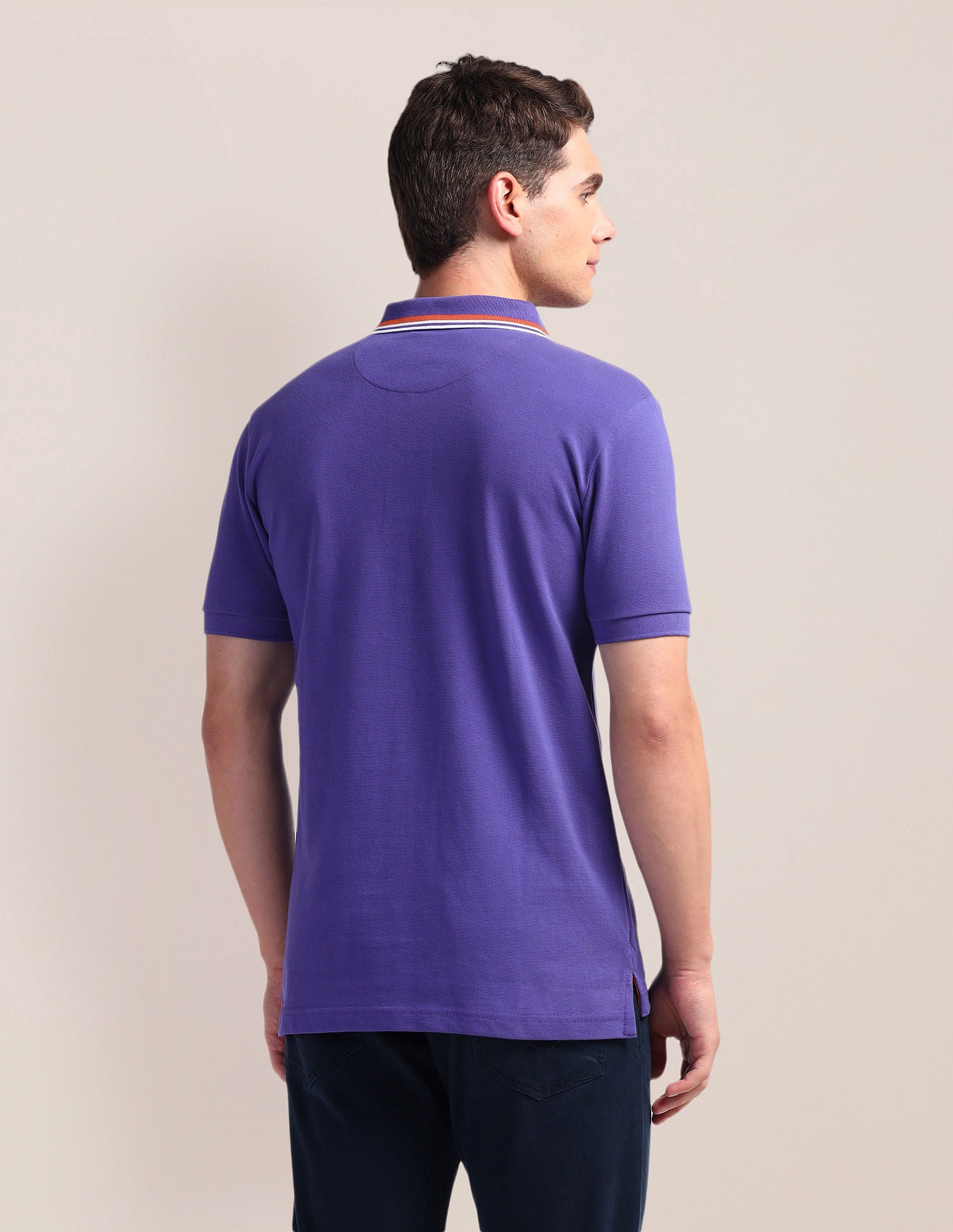 Tipped Collar Slim Polo Shirt Purple - U.S. Polo Assn. India | Large