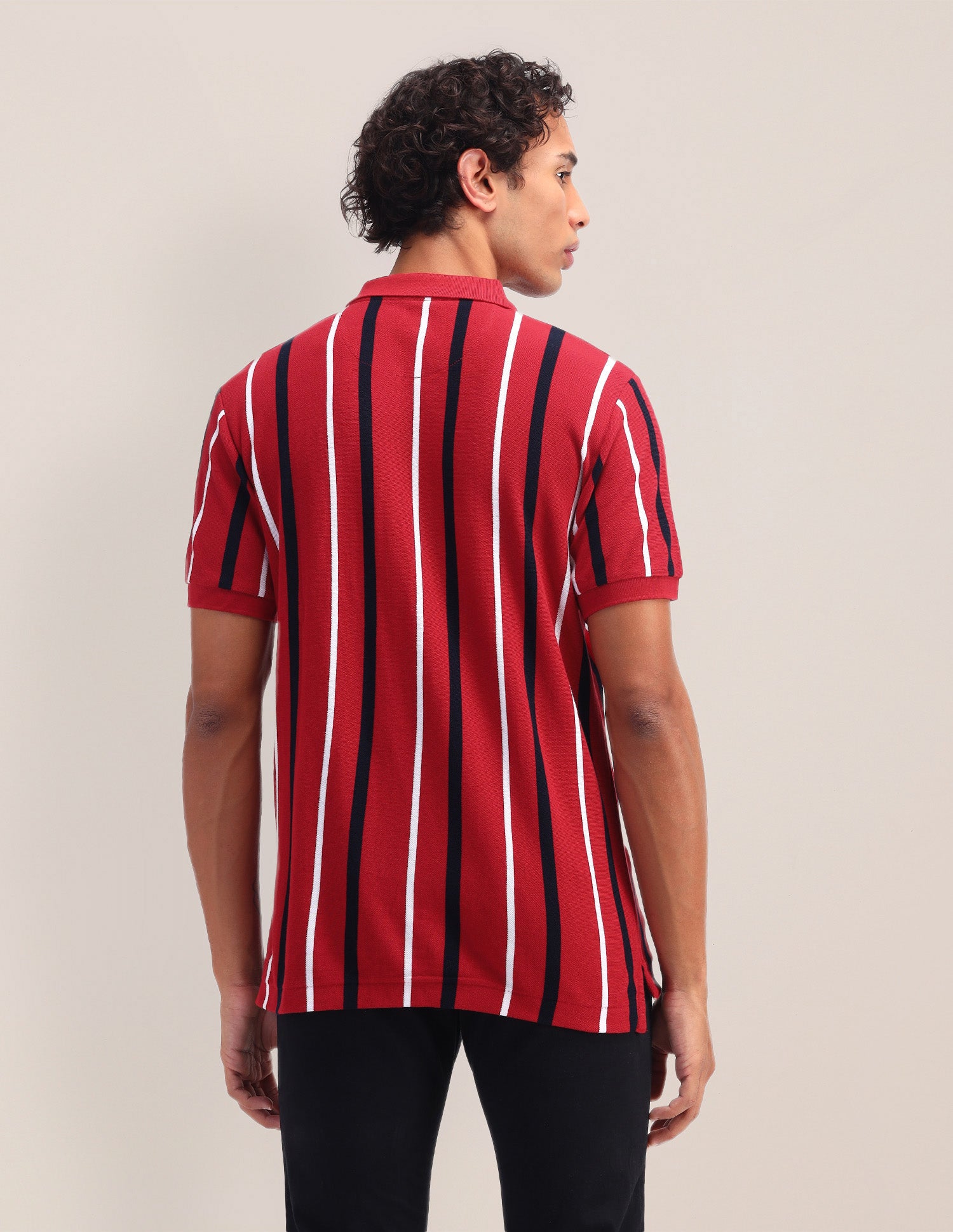 Vertical Striped Slim Fit Polo Shirt Red - U.S. Polo Assn. India | Large