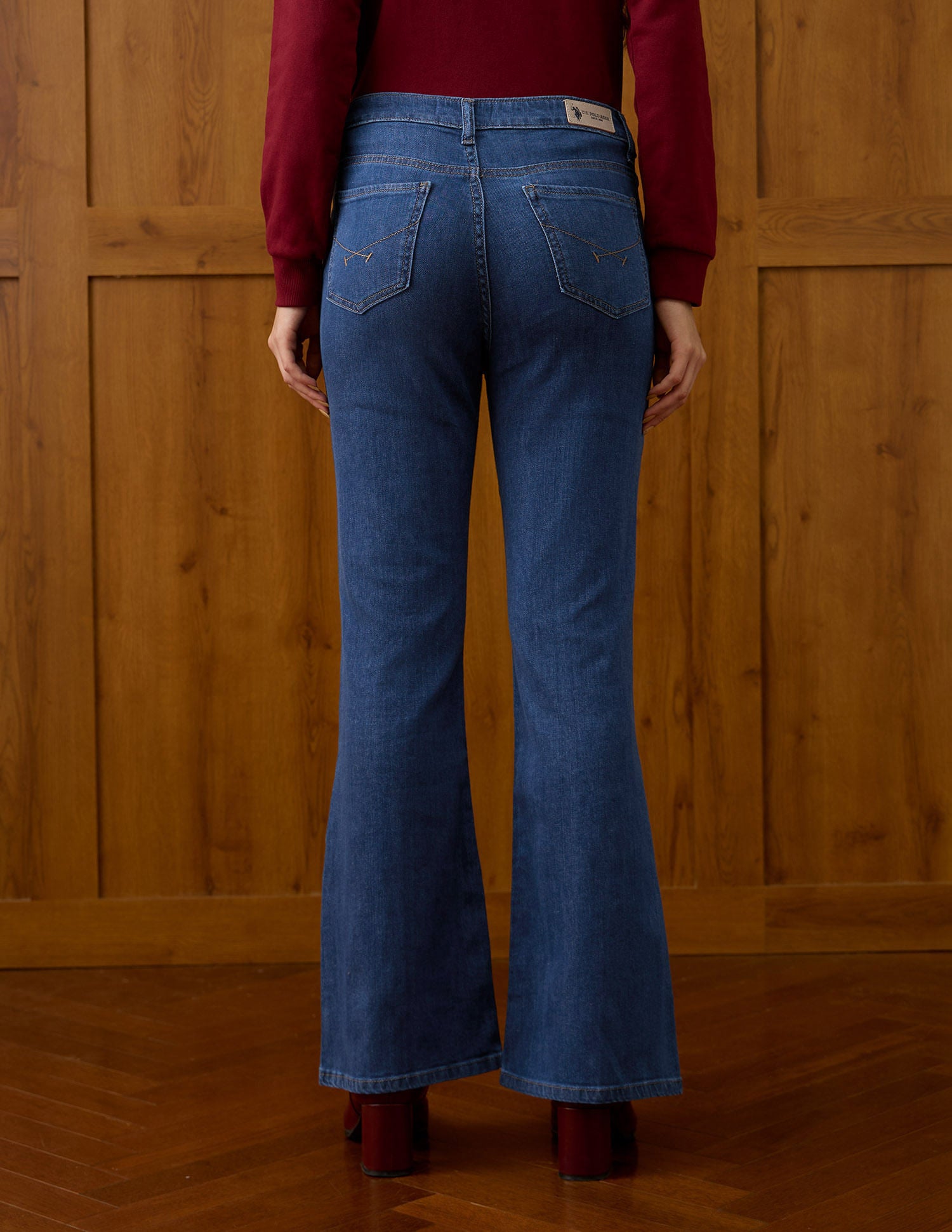 High Rise Flared Fit Jeans Blue - U.S. POLO ASSN. | Large