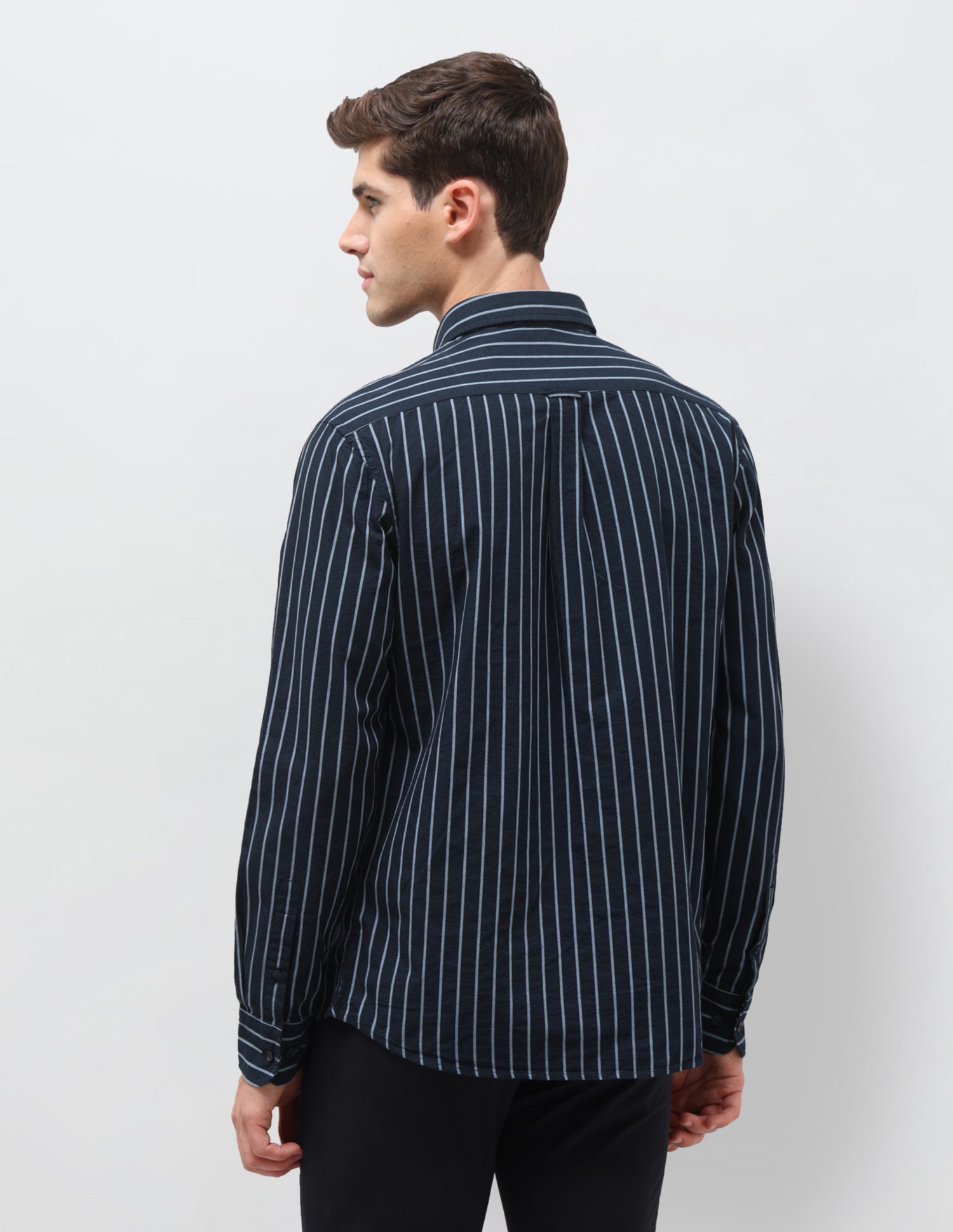 Seersucker Vertical Striped Shirt Navy - U.S. Polo Assn. India | Large