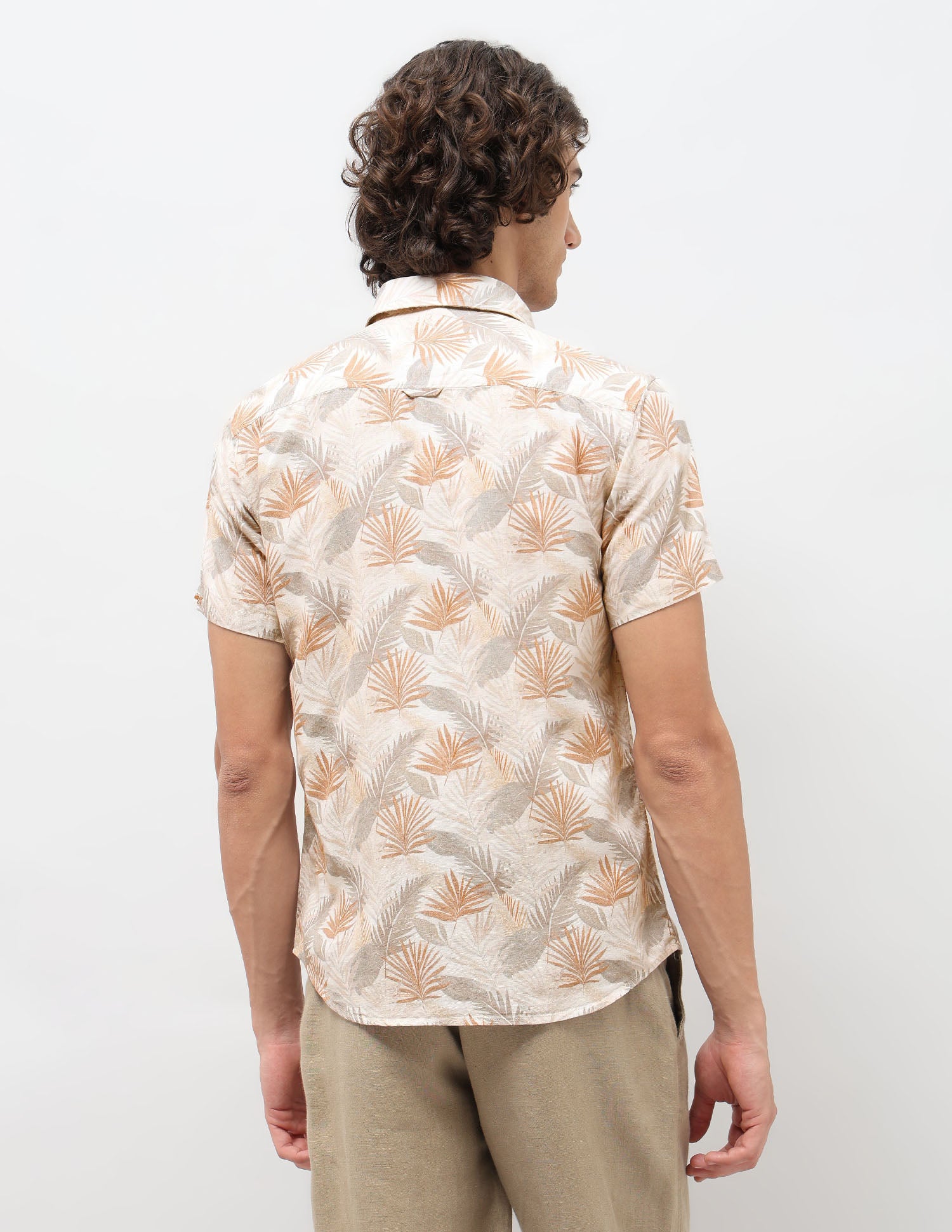 Tropical Printed Slim Fit Shirt Beige - U.S. POLO ASSN. | Large