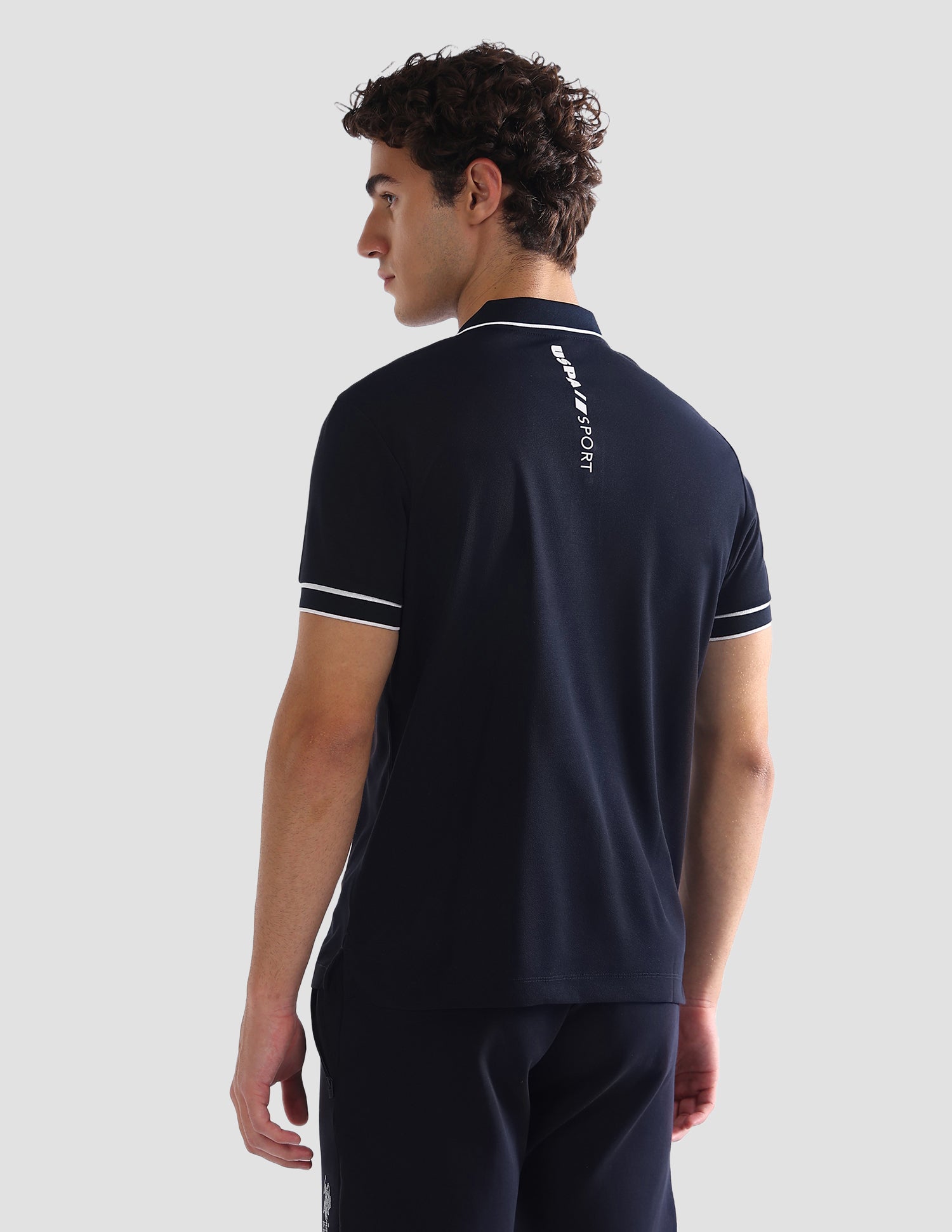 Solid Slim Fit Active Polo Shirt Navy - U.S. Polo Assn. India | Large