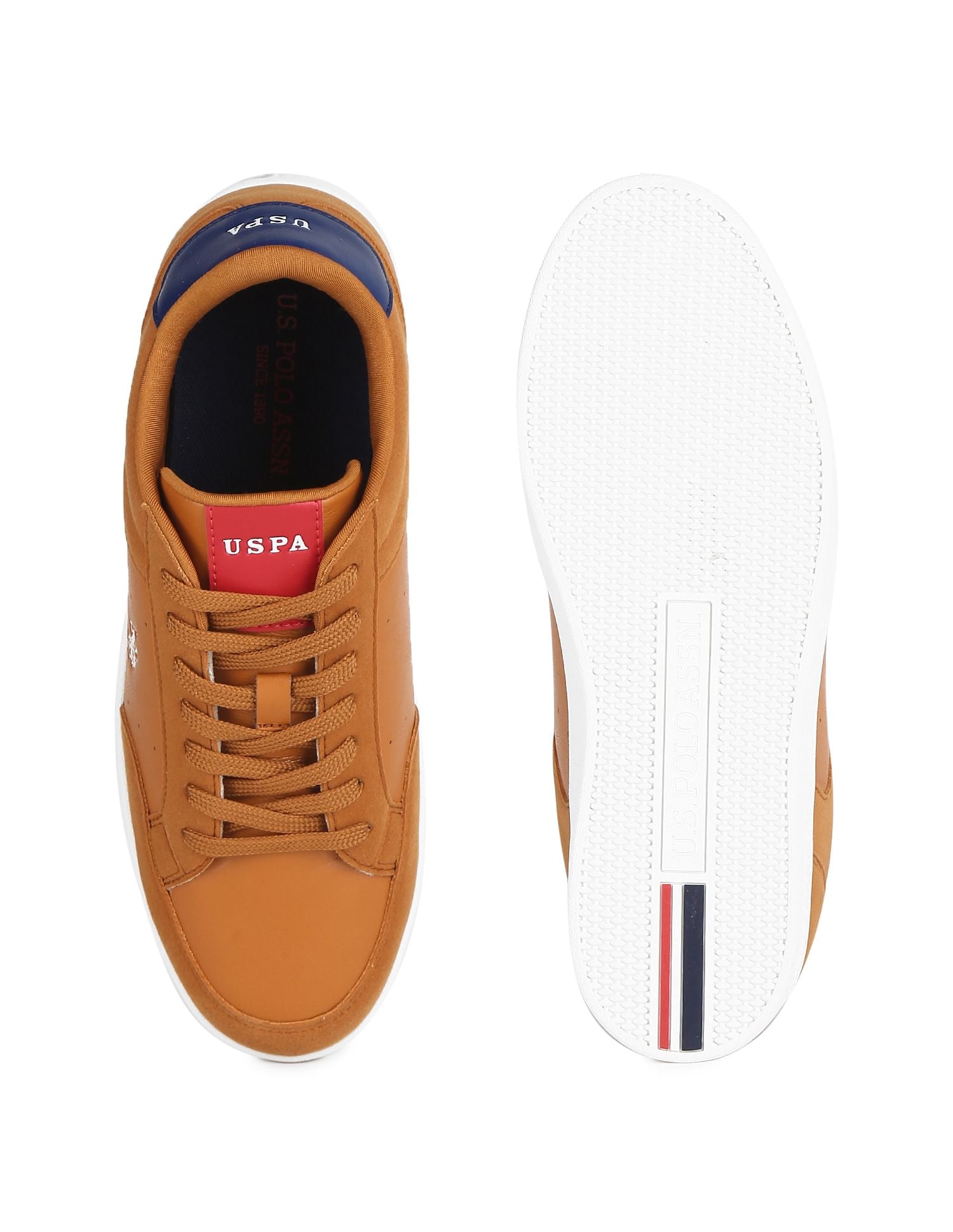Contrast Sole Lace Up Liotto Sneakers Tan - U.S. Polo Assn. India | Large
