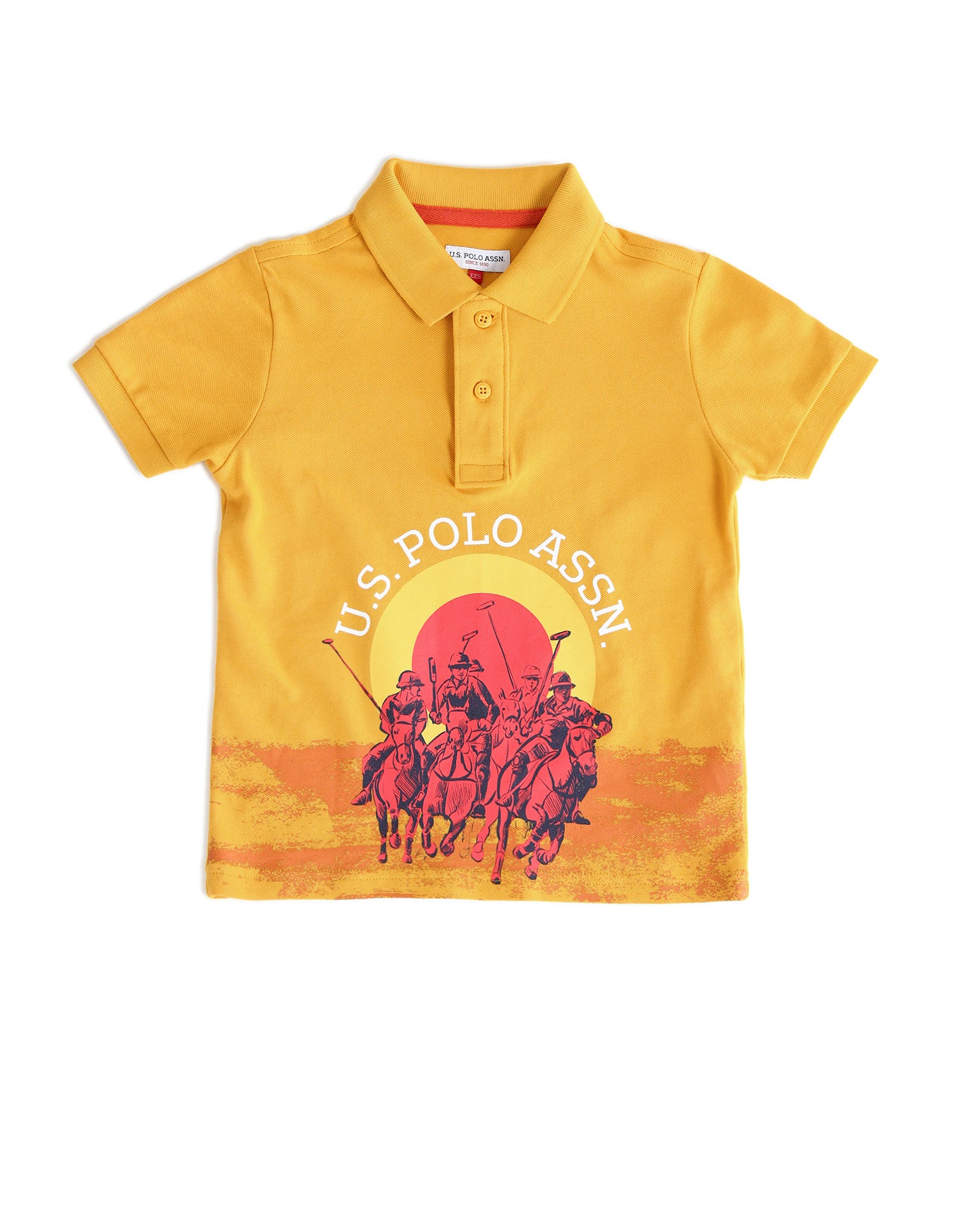 Boys Brand Printed Regular Fit Polo Shirts Mustard - U.S. POLO ASSN. | Large