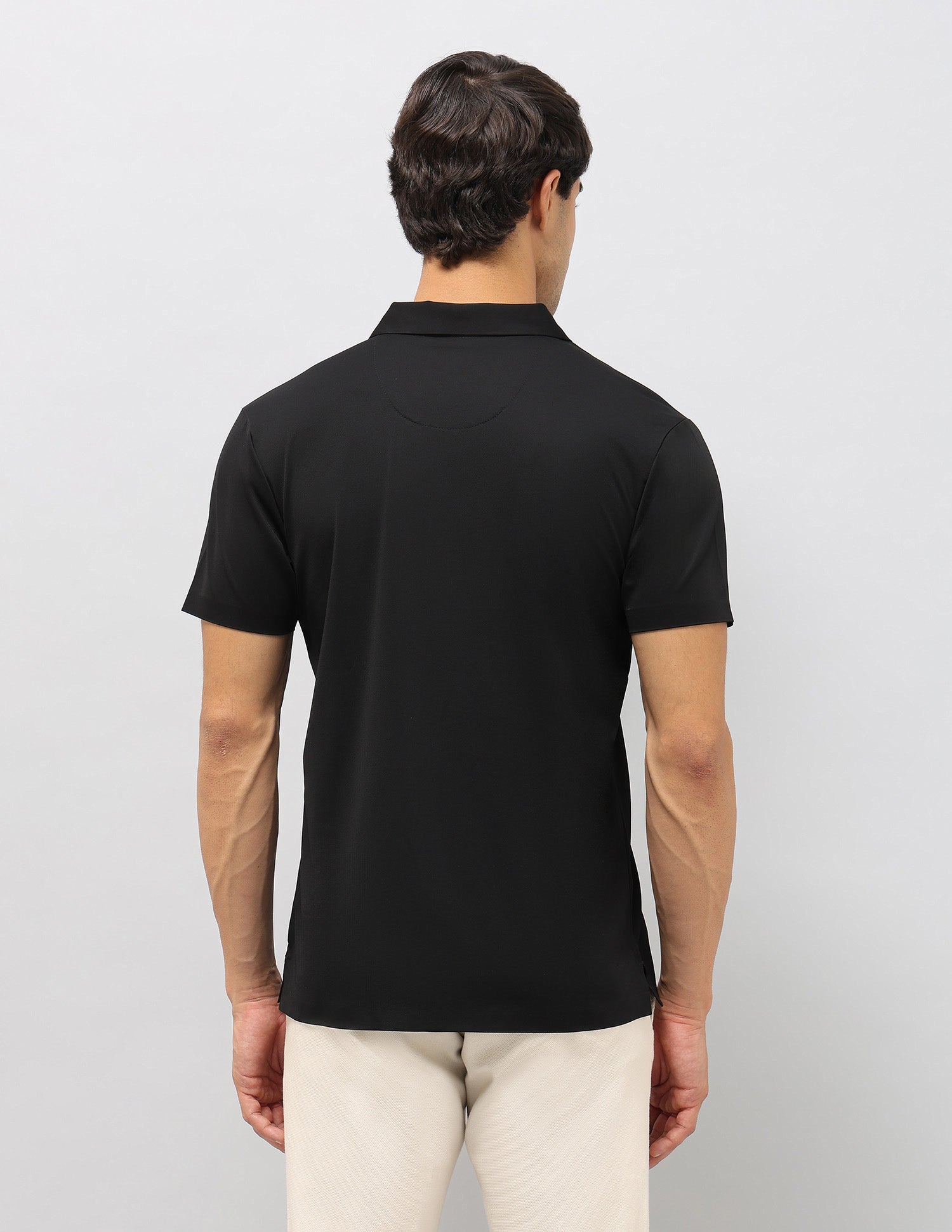 Slim Fit Solid Polo Shirt Black - U.S. Polo Assn. India | Large