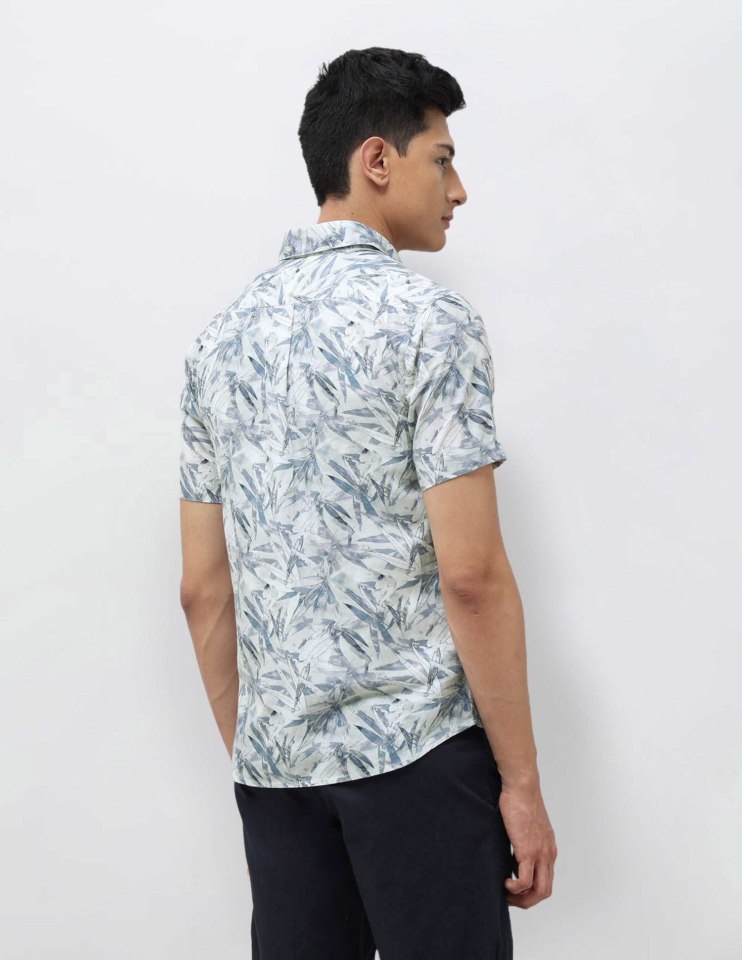 Tropical Printed Tailored Fit Shirt Blue - U.S. POLO ASSN. | Large