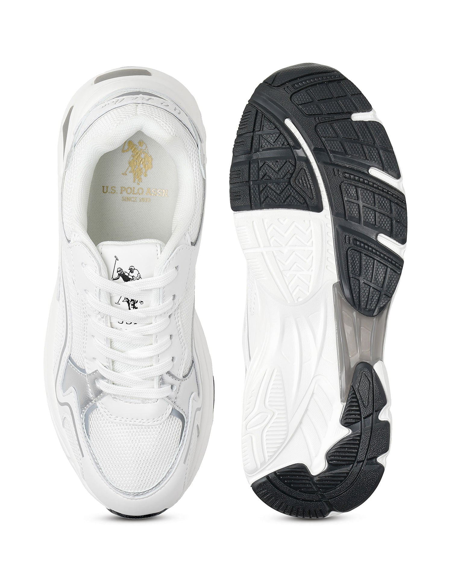 Women Metallic Logo Felicia Sneakers White - U.S. POLO ASSN. | Large