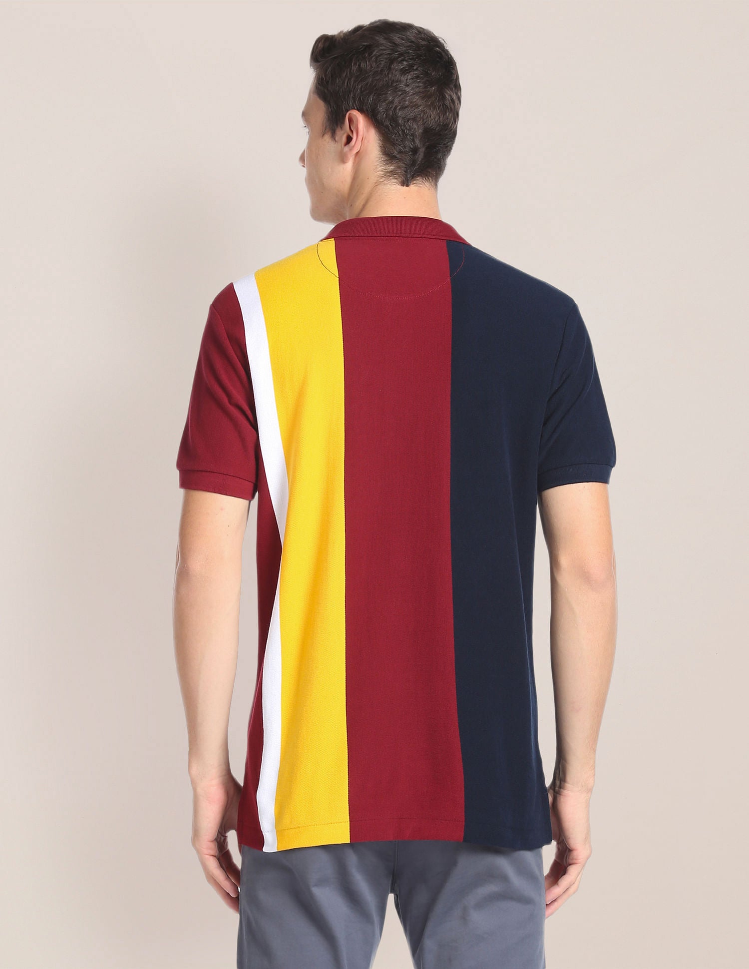 Colour Block Cotton Polo Shirt Maroon - U.S. Polo Assn. India | Large