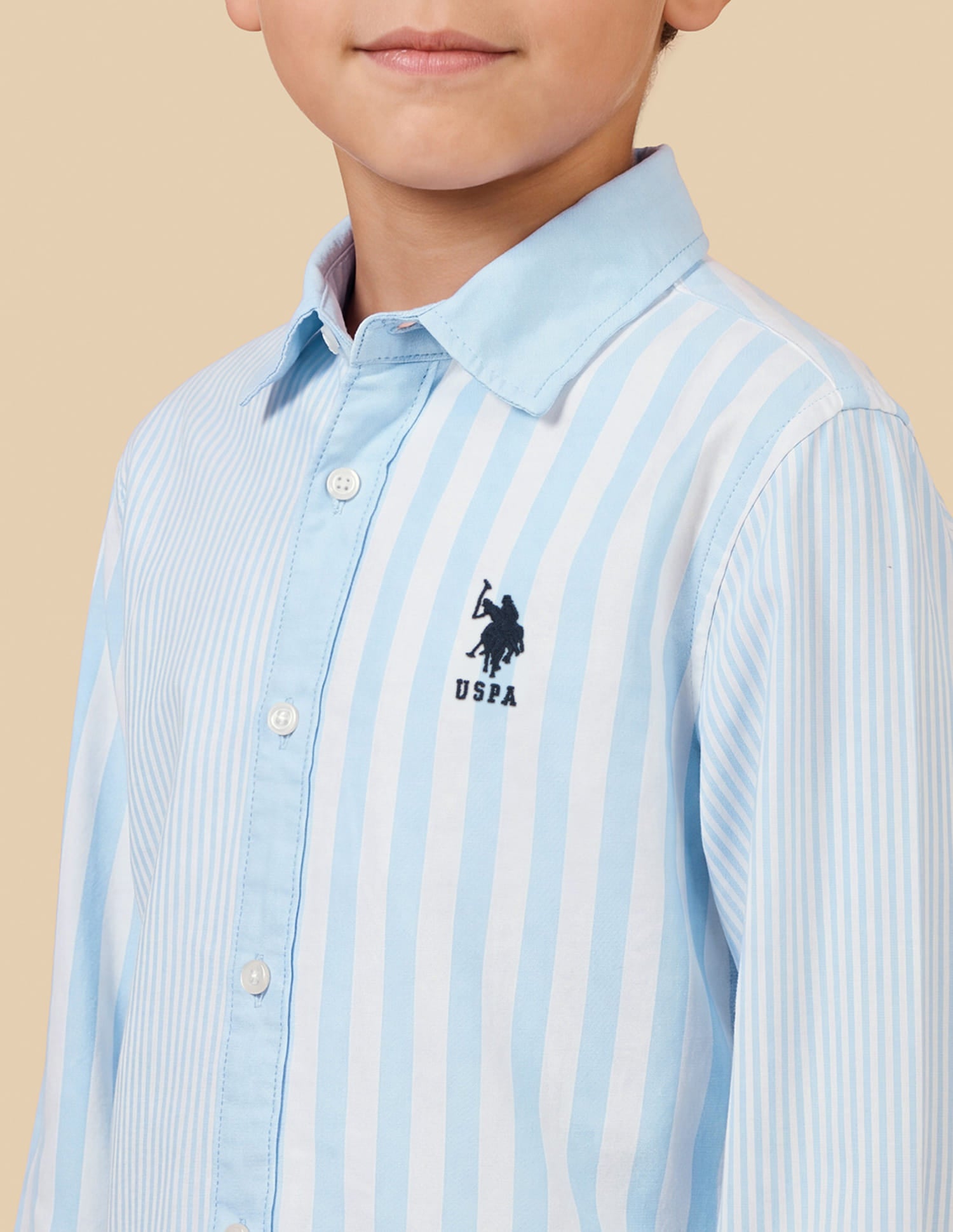 Vertical Striped Regular Fit Shirt Blue - U.S. Polo Assn. India | Large