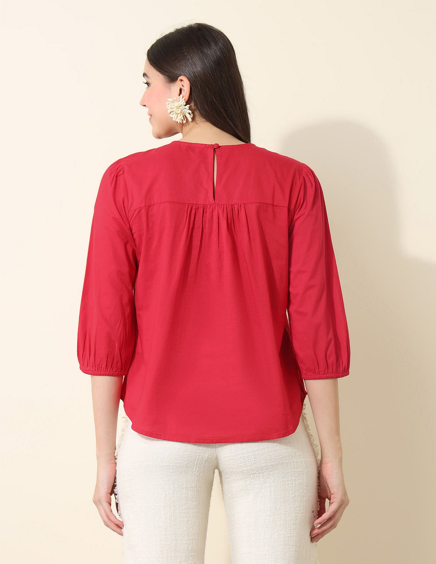 Lace Yoke Design Top Red - U.S. Polo Assn. India | Large