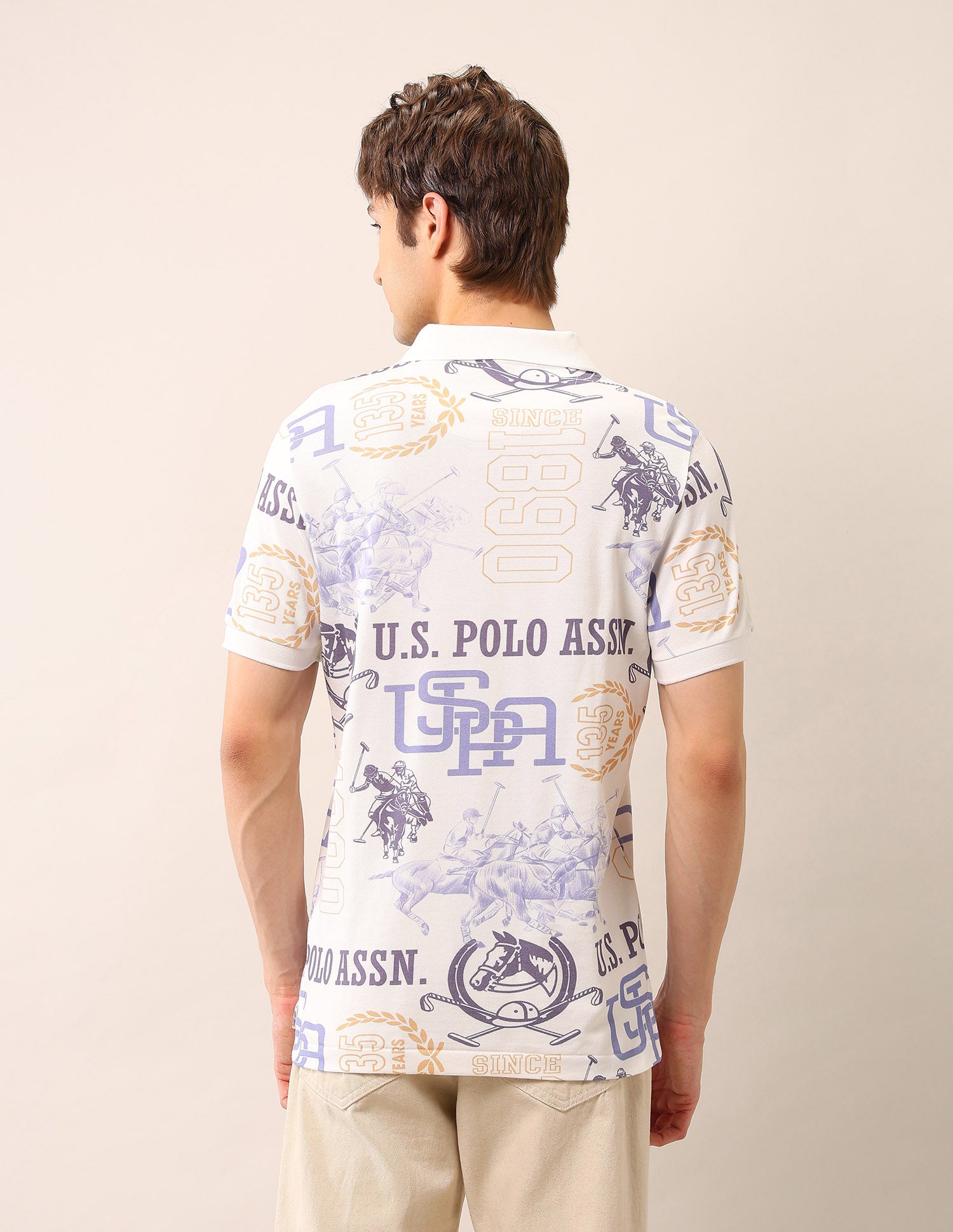Muscle Fit Pure Cotton Polo Shirt Ivory - U.S. Polo Assn. India | Large