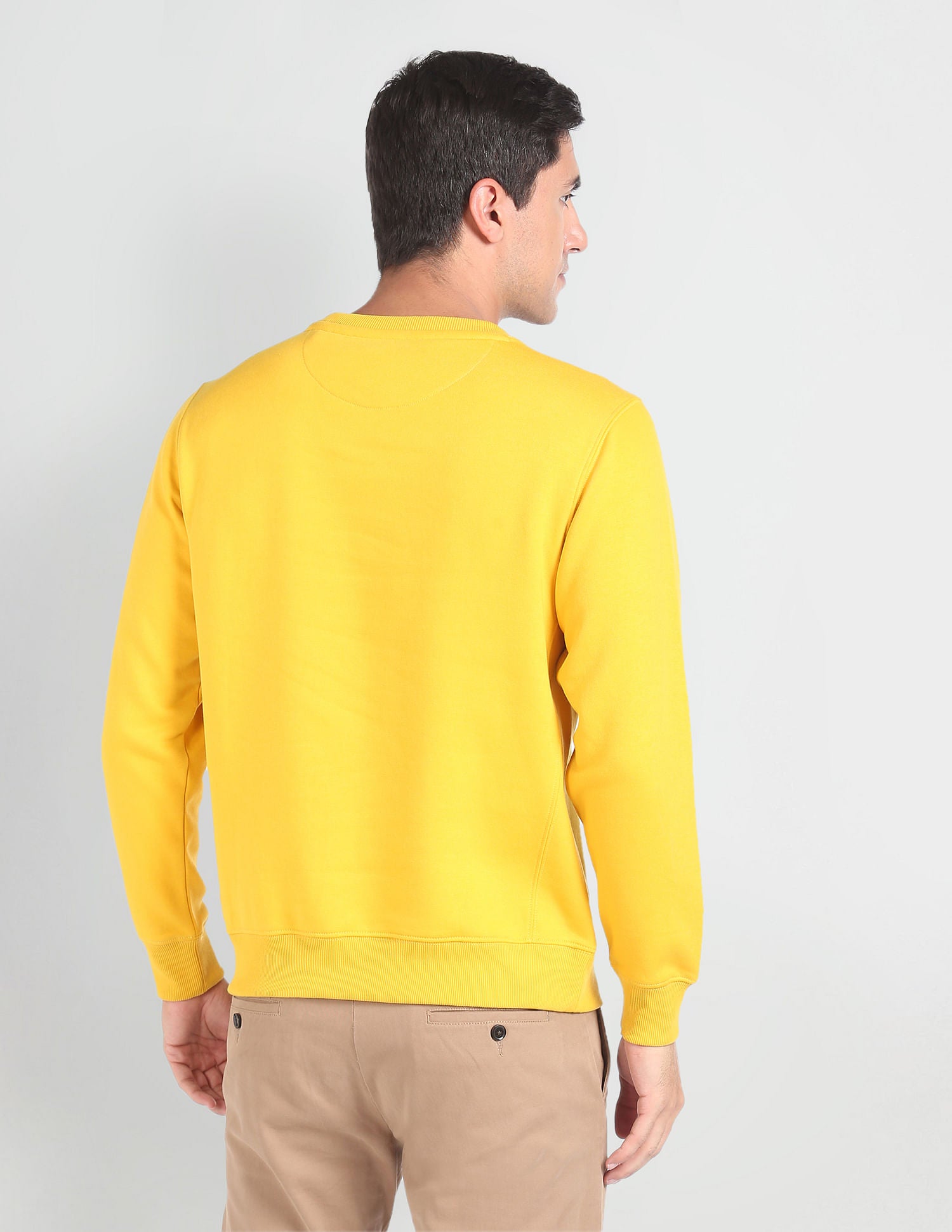 Crew Neck Brand Print Sweatshirt Mustard - U.S. POLO ASSN. | Large