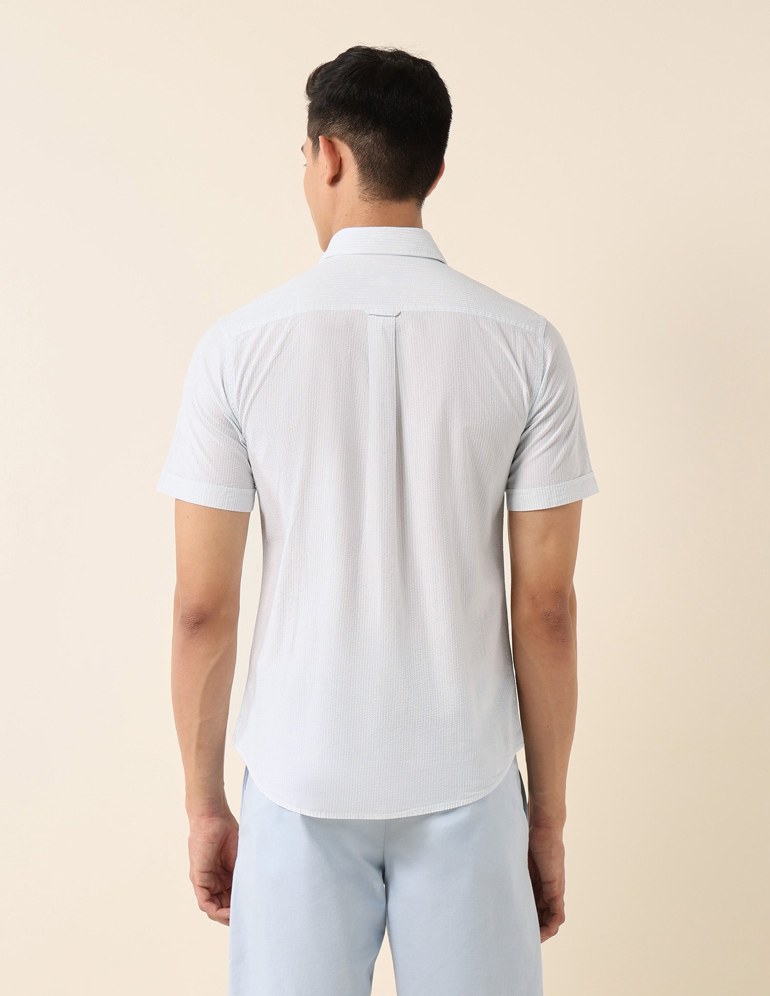 Vertical Striped Pure Cotton Shirt Light Blue - U.S. Polo Assn. India | Large