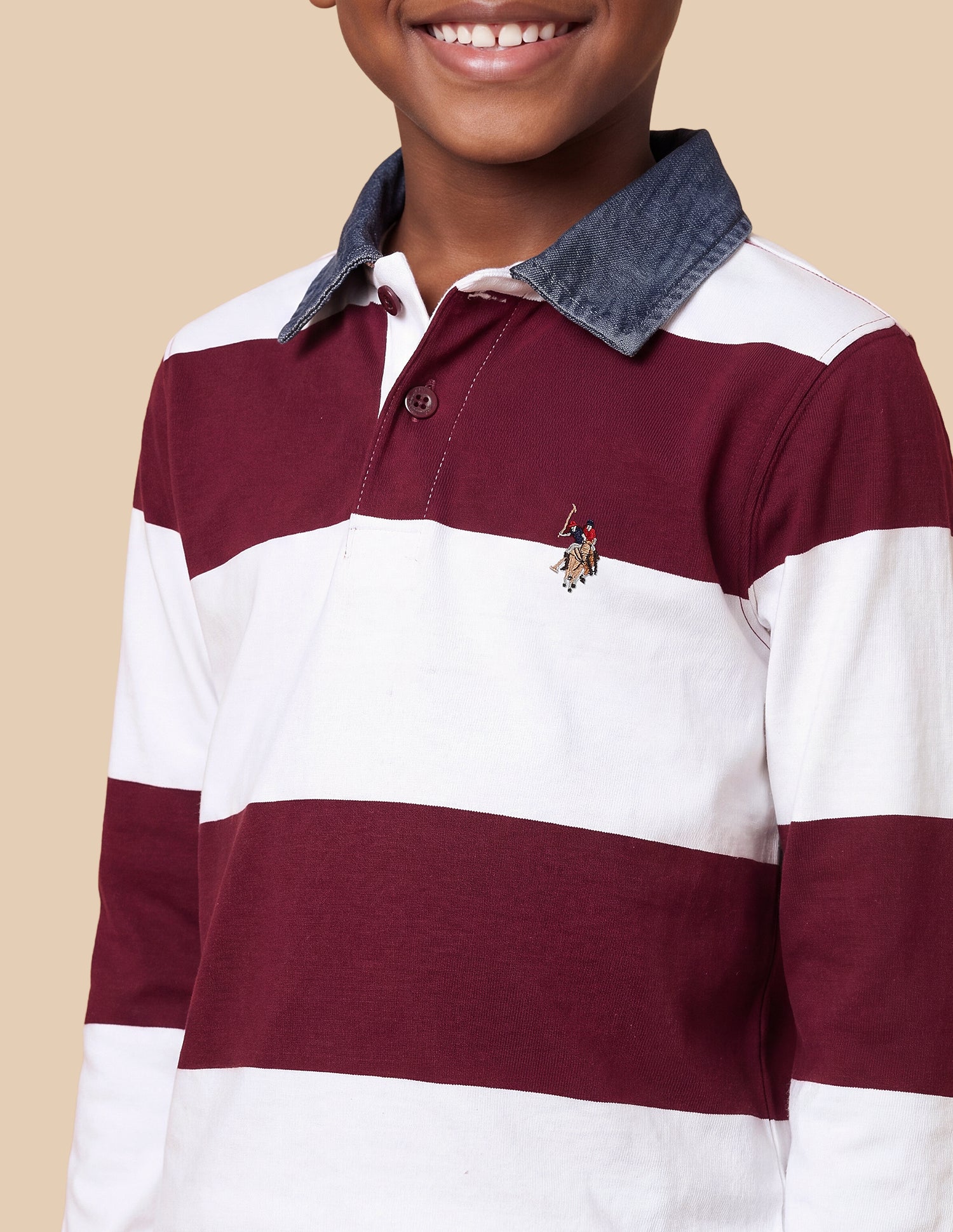 Horizontal Striped Regular Fit Polo Shirt Maroon - U.S. Polo Assn. India | Large