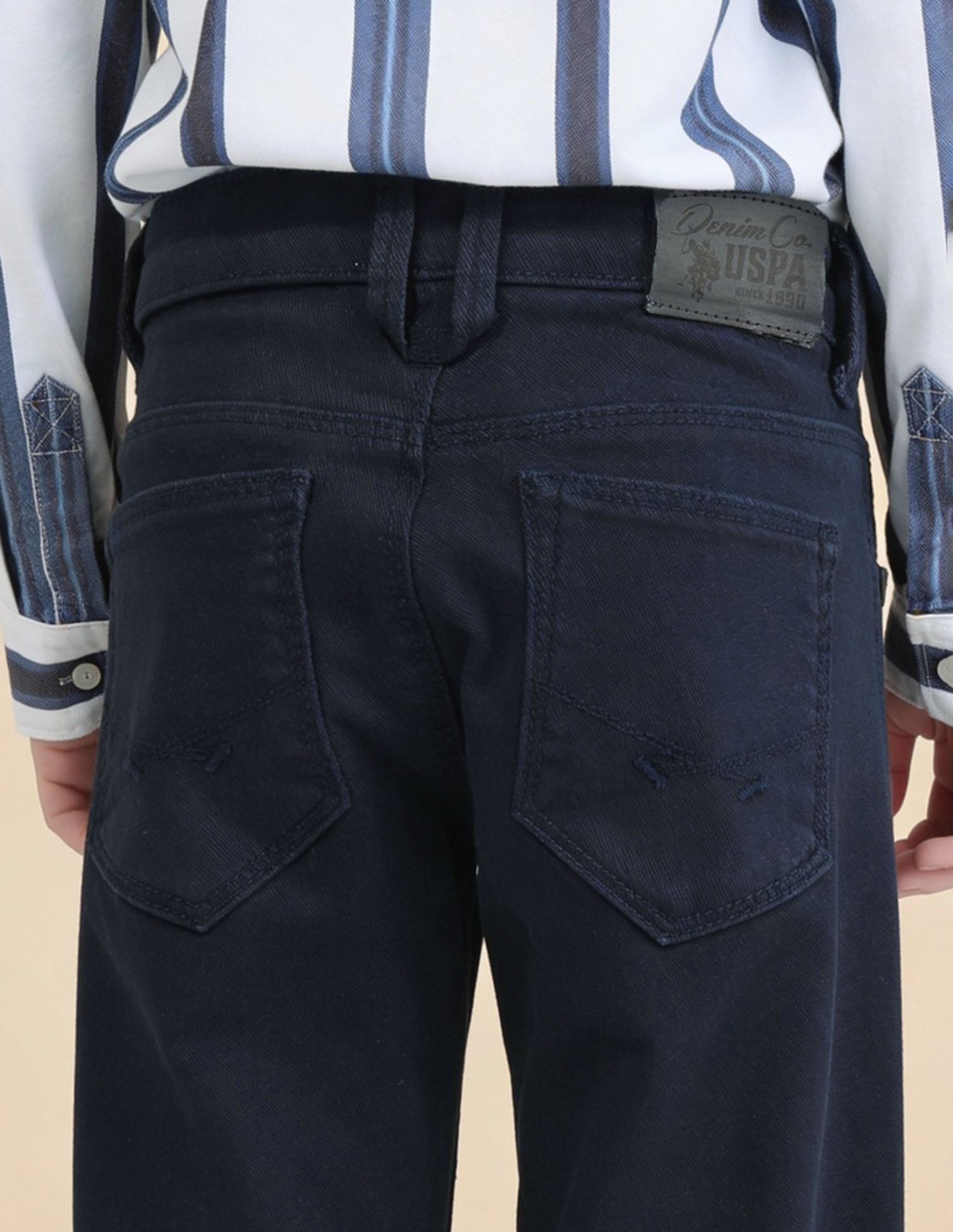 Boys Relaxed Fit Mid Rise Jeans Navy - U.S. Polo Assn. India | Large