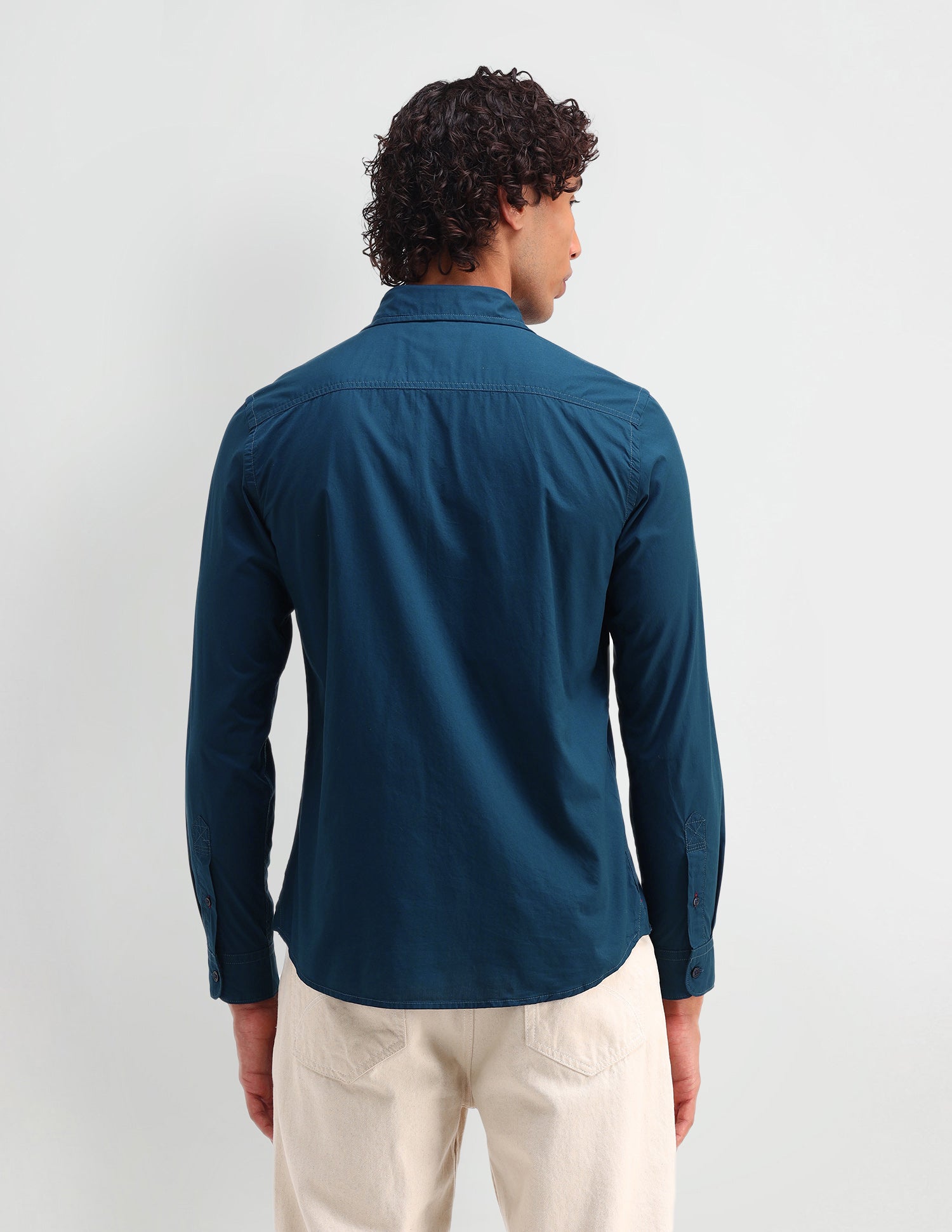 Solid Pattern Twill Shirt Blue - U.S. Polo Assn. India | Large