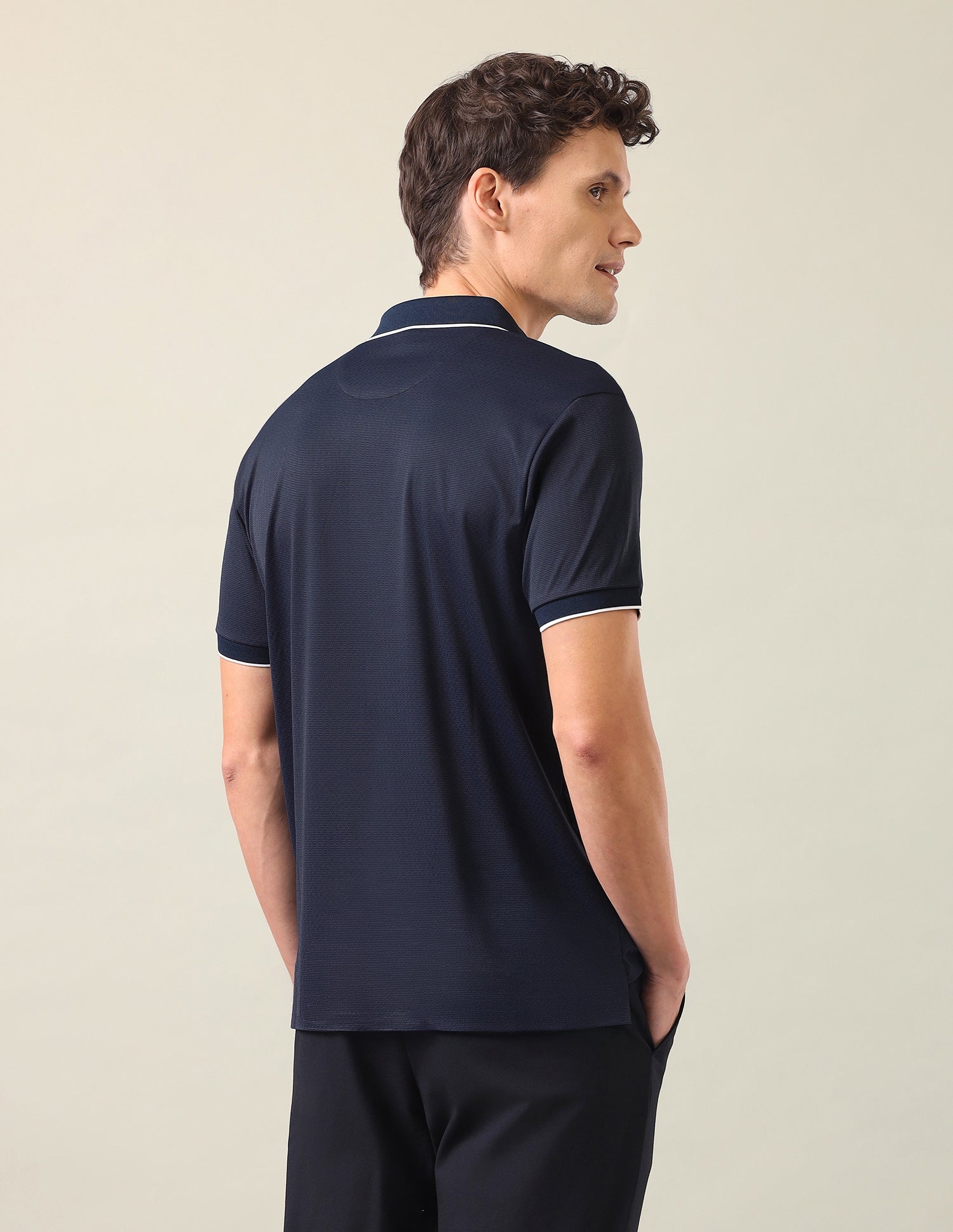 Textured Slim Fit Polo Shirt Navy - U.S. Polo Assn. India | Large