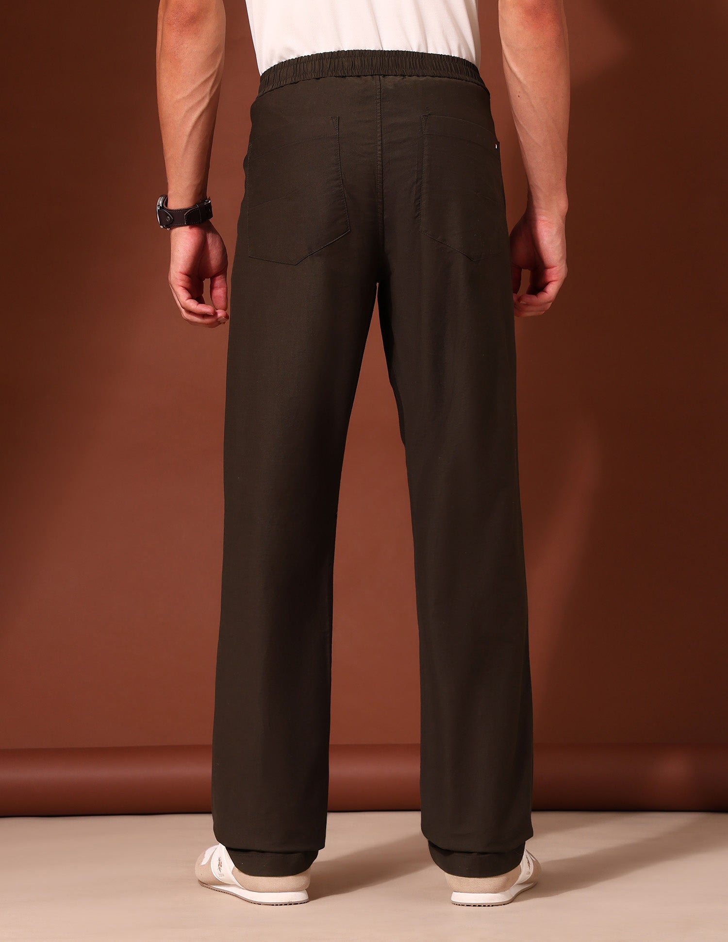 Twill Riley Straight Fit Trousers Dark Brown - U.S. Polo Assn. India | Large