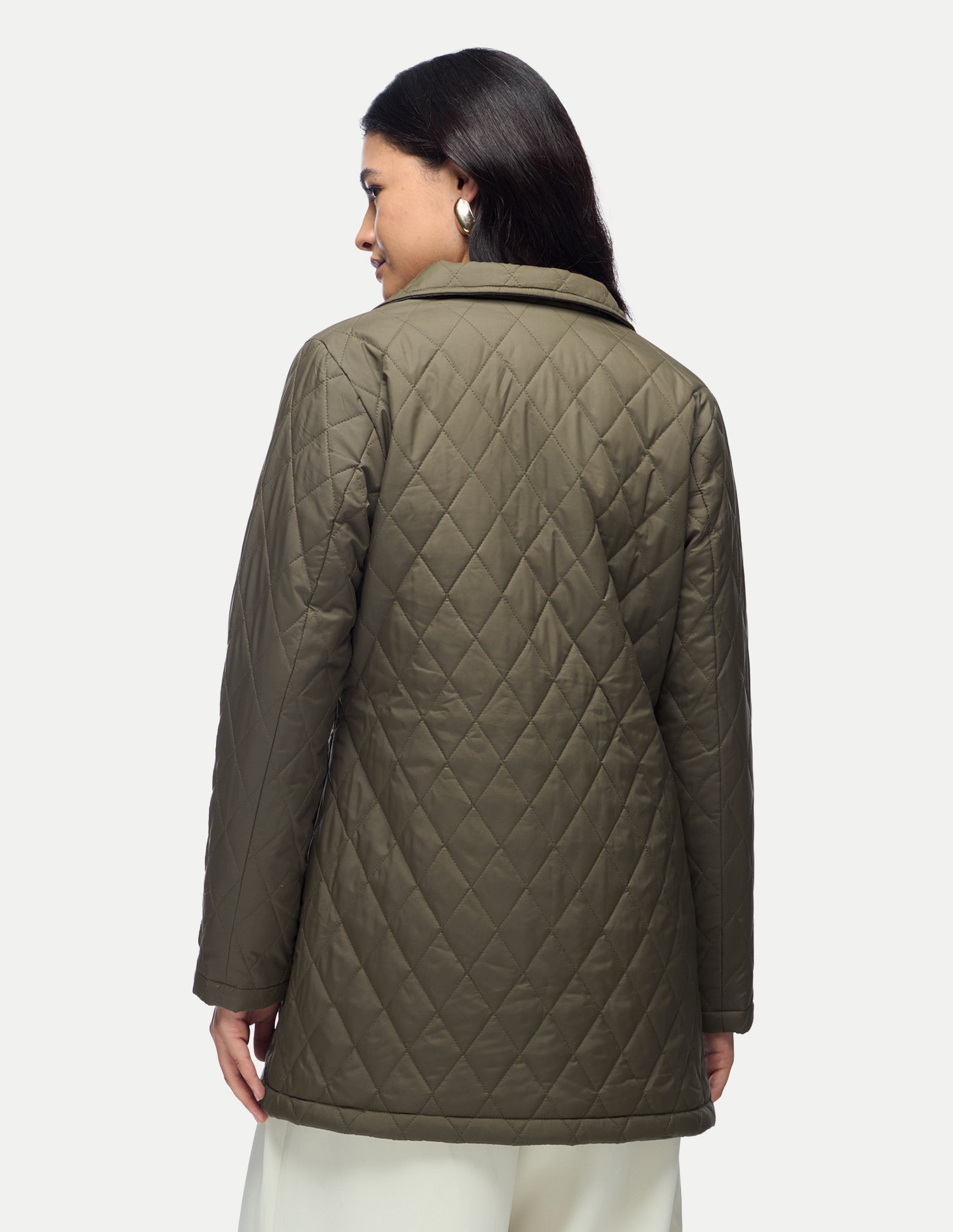 Solid Longline Quilted Jacket Dark Brown - U.S. Polo Assn. India | Large