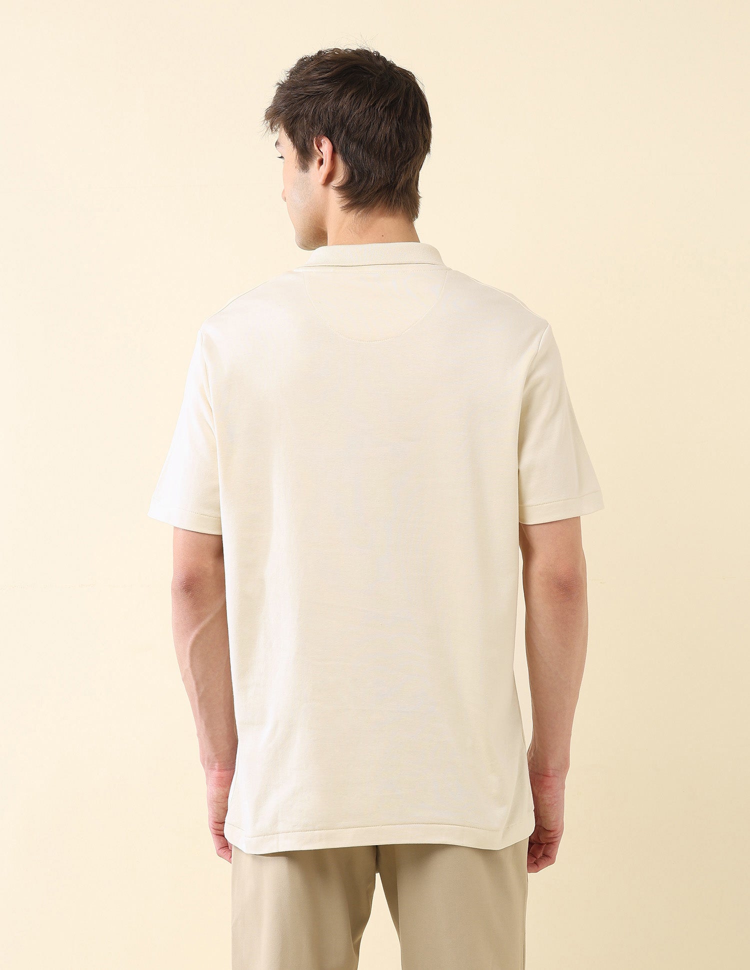 Solid Slim Fit Classic Polo Shirt Beige - U.S. Polo Assn. India | Large