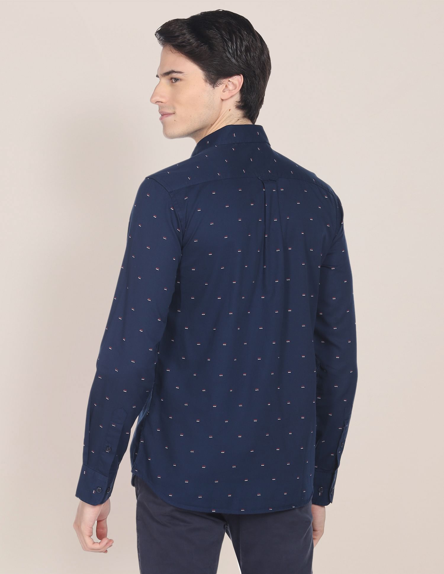 Brand Print Twill  Shirt Navy - U.S. Polo Assn. India | Large