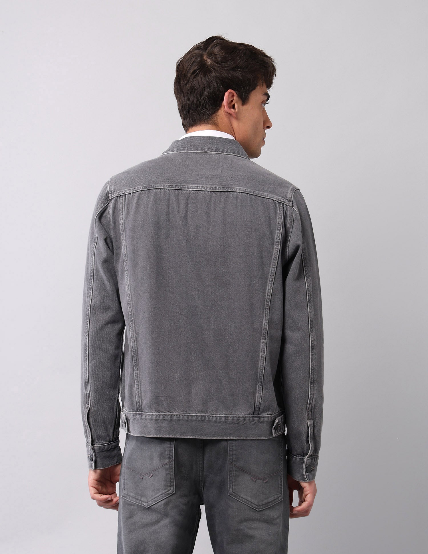 Pure Cotton Regular Fit Denim Jacket Grey - U.S. Polo Assn. India | Large