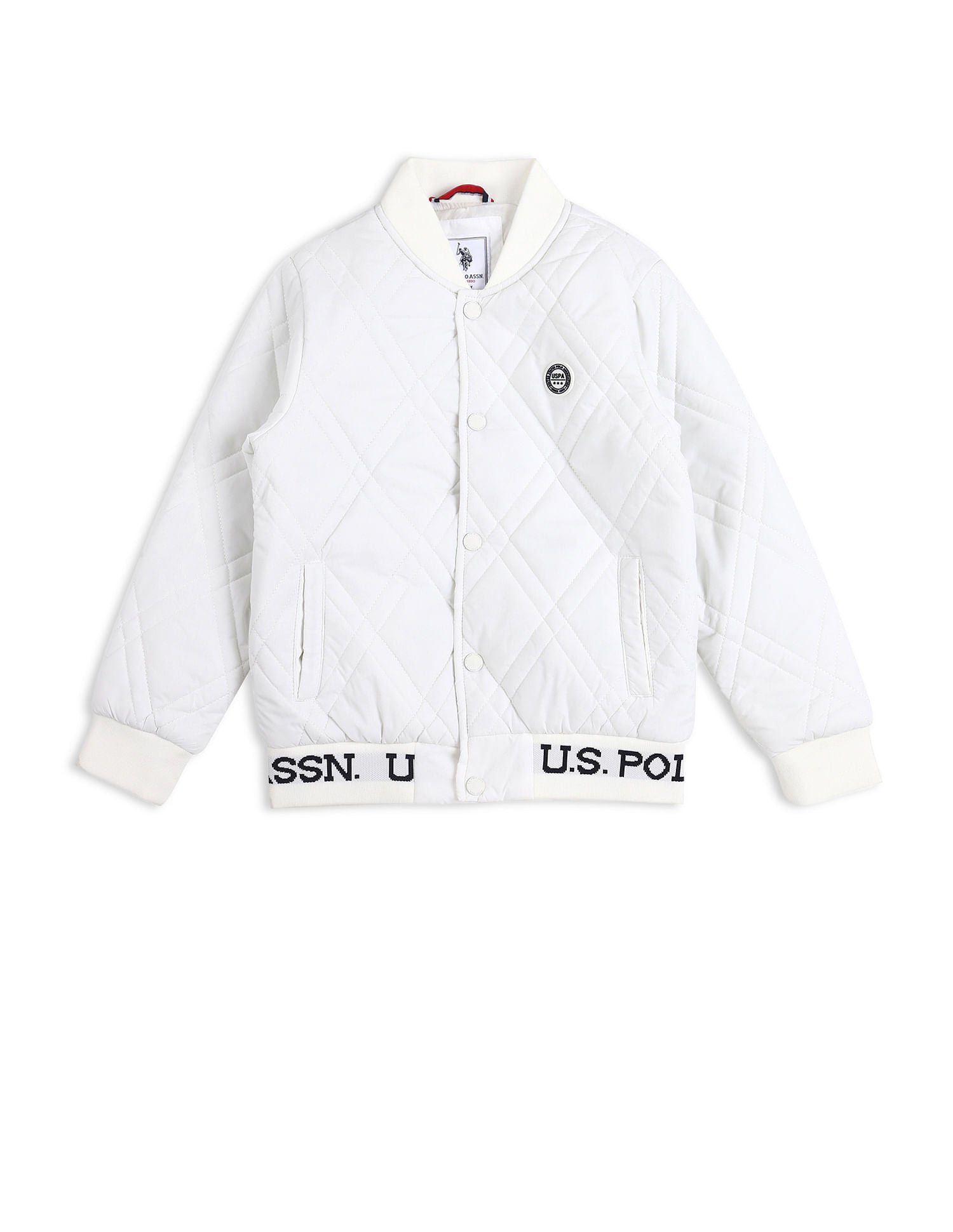 Boys Solid Mock Collar Jacket White - U.S. POLO ASSN. | Large