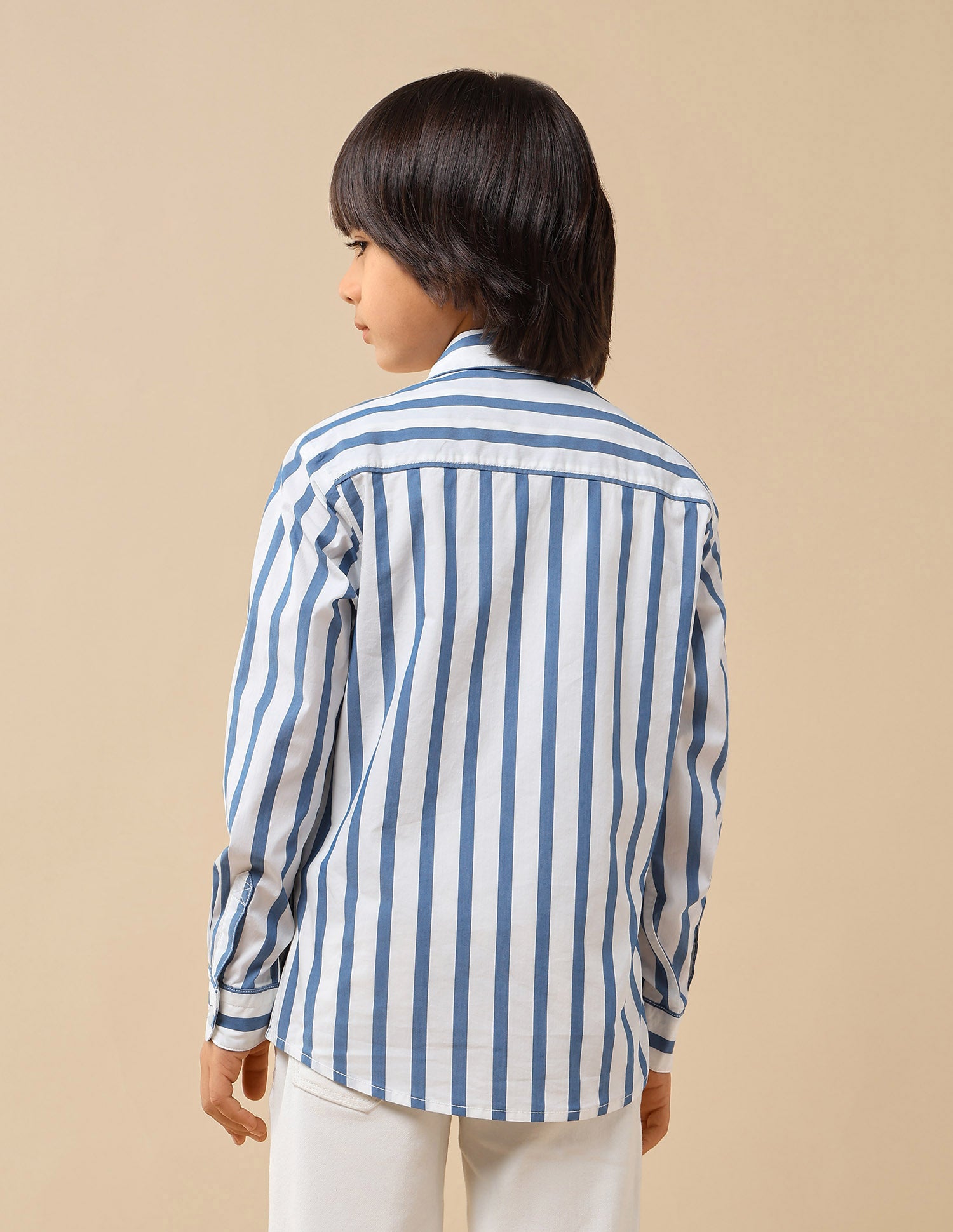 Boys Vertical Striped Regular Fit Shirt Navy - U.S. POLO ASSN. | Large