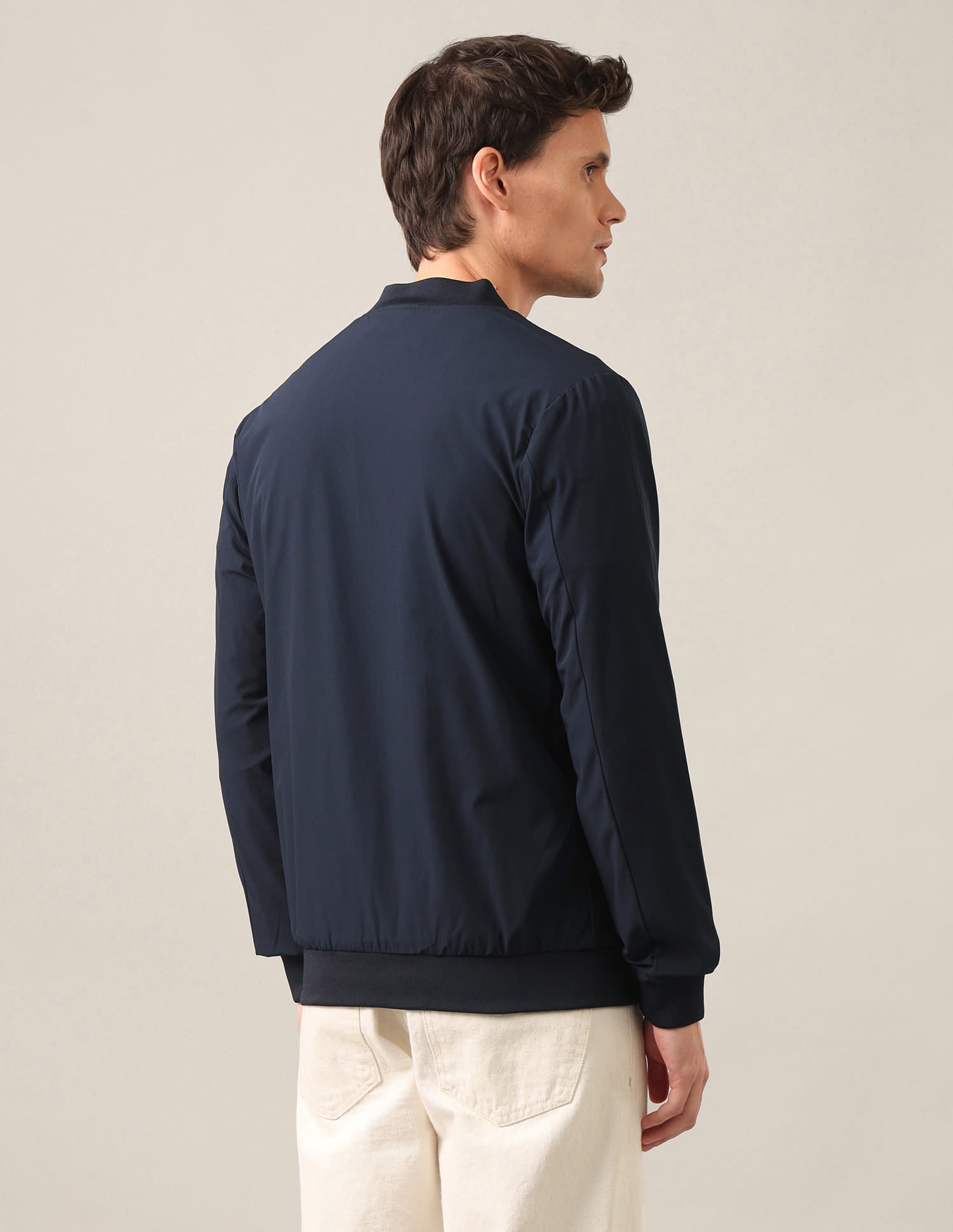 Solid Stand Collar Bomber Jacket Navy - U.S. Polo Assn. India | Large