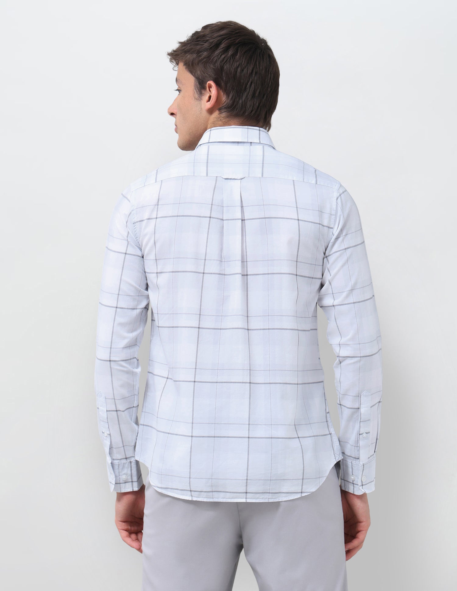 Windowpane Checked Regular Fit Shirt Light Grey - U.S. Polo Assn. India | Large