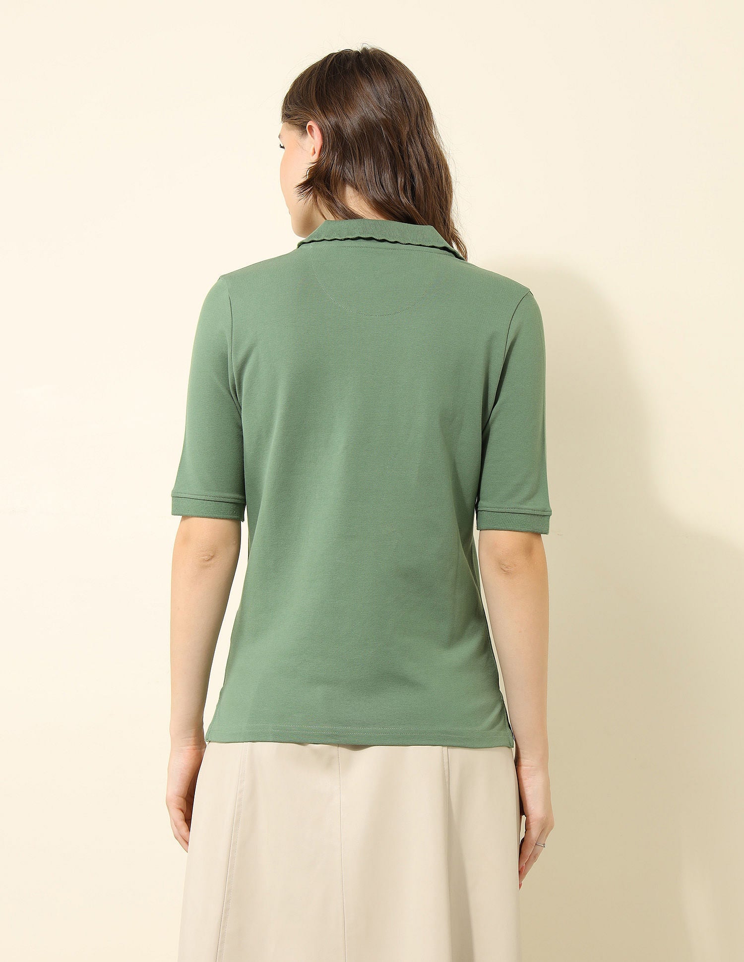 Regular Fit Solid Polo Shirt Light Olive - U.S. Polo Assn. India | Large
