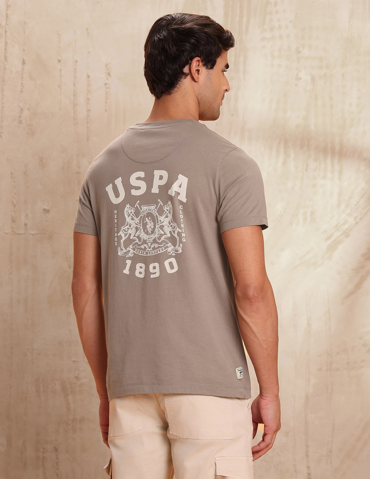 Pure Cotton Brand Printed T-Shirt Beige - U.S. POLO ASSN. | Large