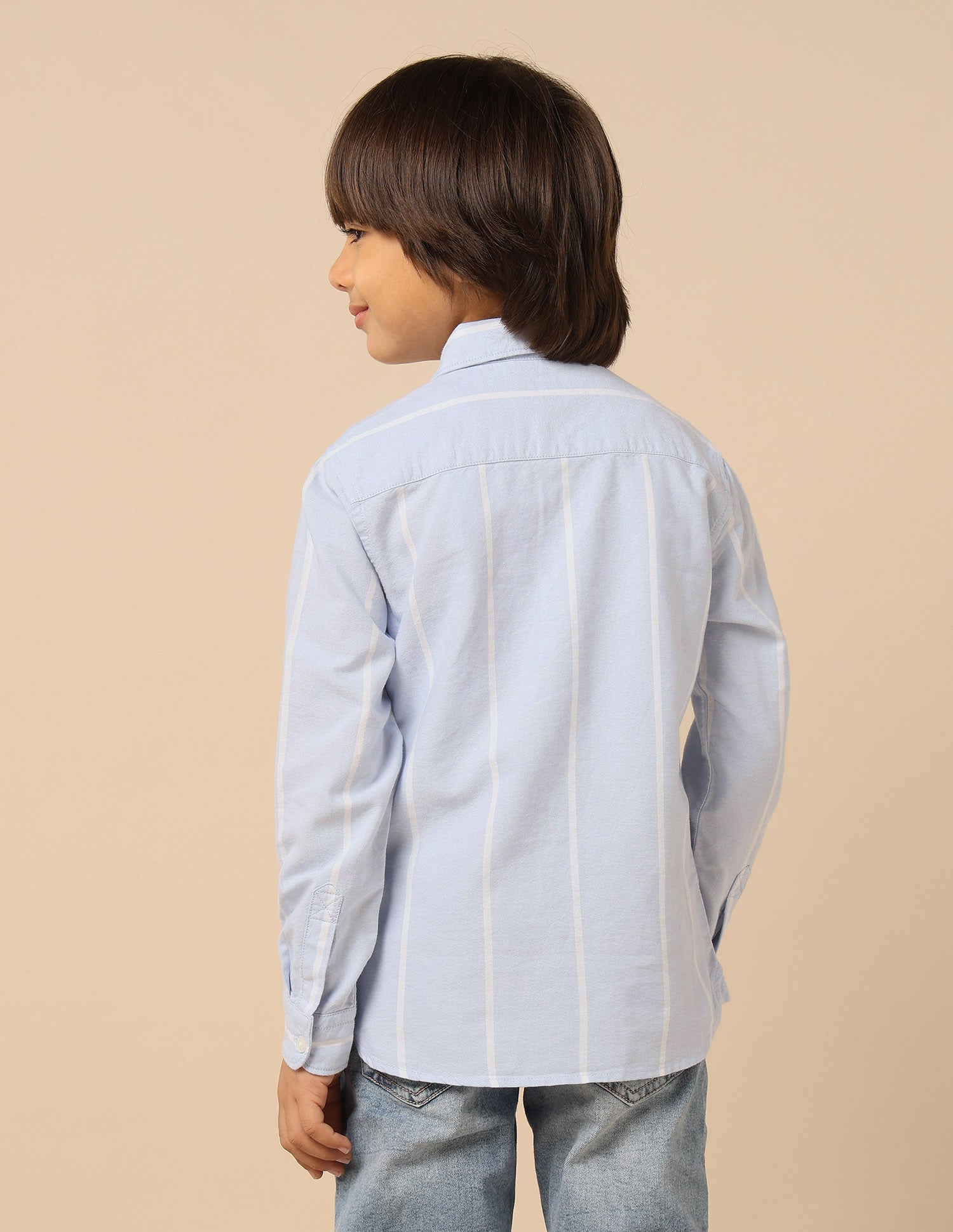 Boys Vertical Striped Oxford Shirt Blue - U.S. POLO ASSN. | Large