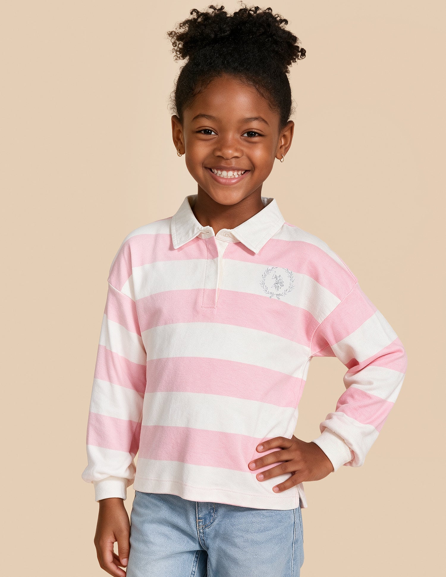 Horizontal Striped Relaxed Fit Polo Shirt Pink - U.S. Polo Assn. India | Large