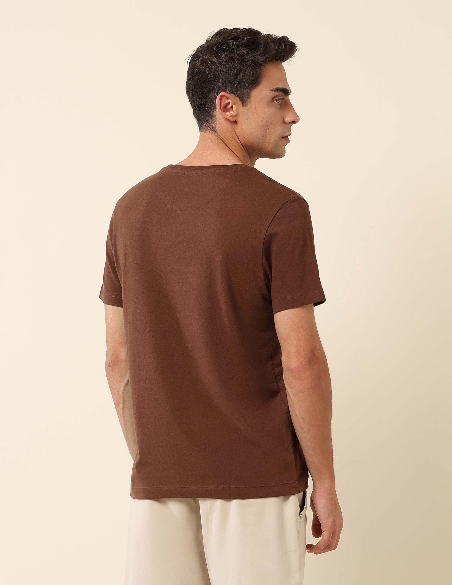 Pure Cotton Slim Fit T- Shirt Brown - U.S. Polo Assn. India | Large