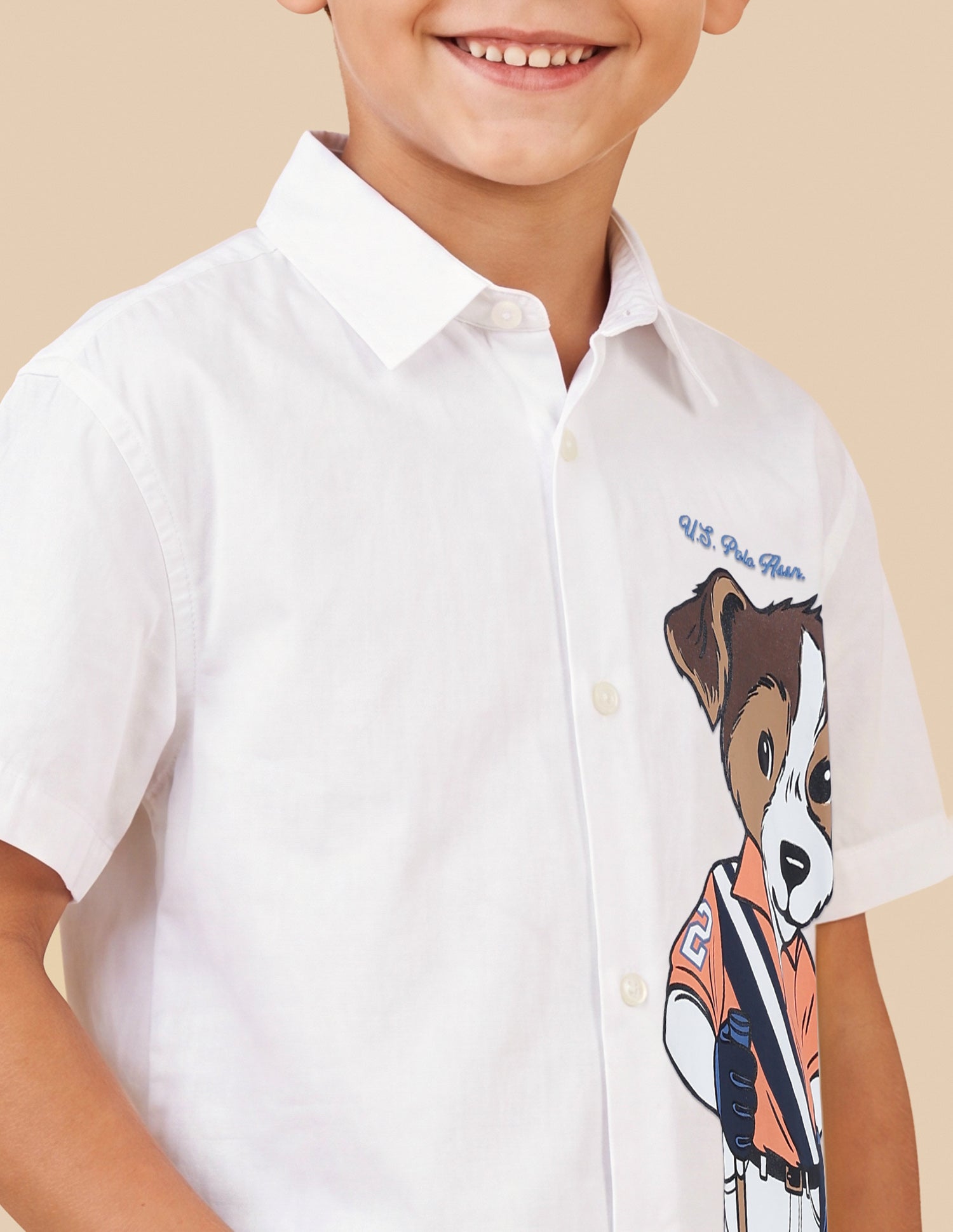 Graphic Printed Boxy Fit Shirt White - U.S. Polo Assn. India | Large