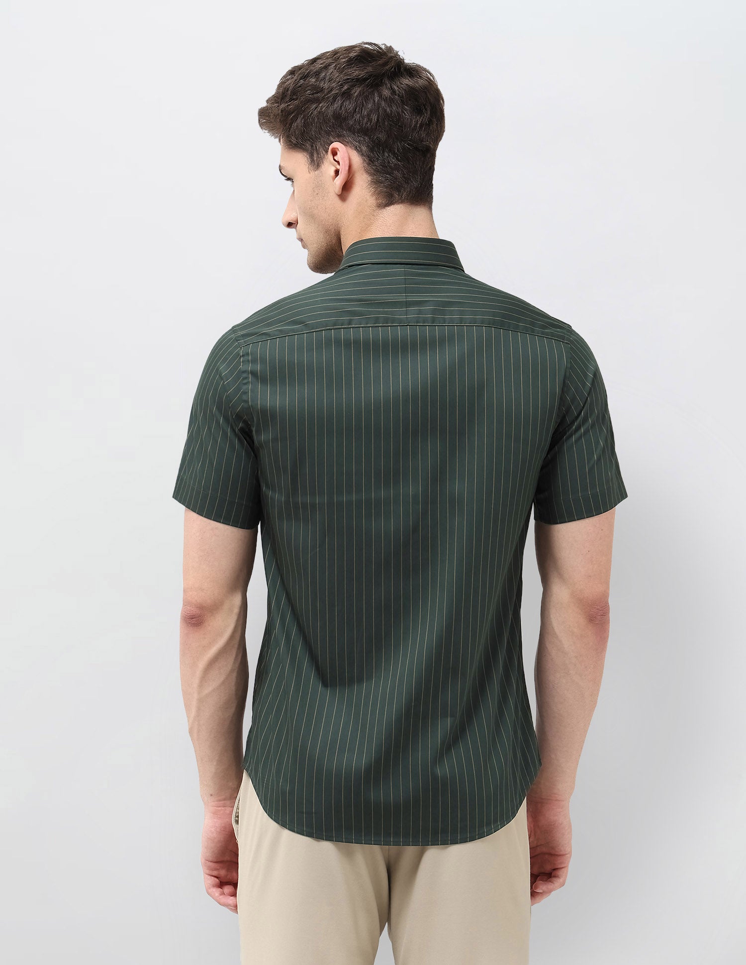 Vertical Striped Equestrian Aisle Shirt Olive - U.S. Polo Assn. India | Large