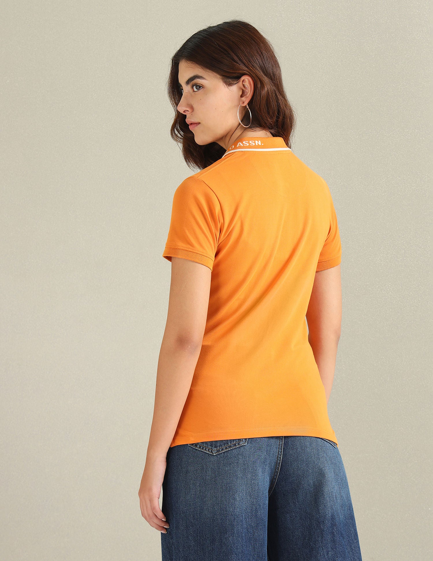 Logo Collar Pique Polo Shirt Mustard - U.S. Polo Assn. India | Large