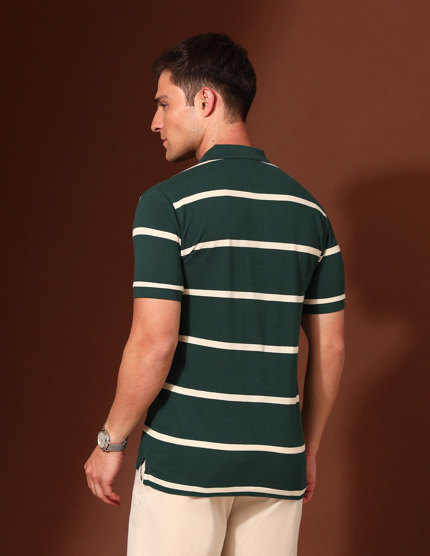 Horizontal Striped Working Holiday Polo Shirt Green - U.S. Polo Assn. India | Large